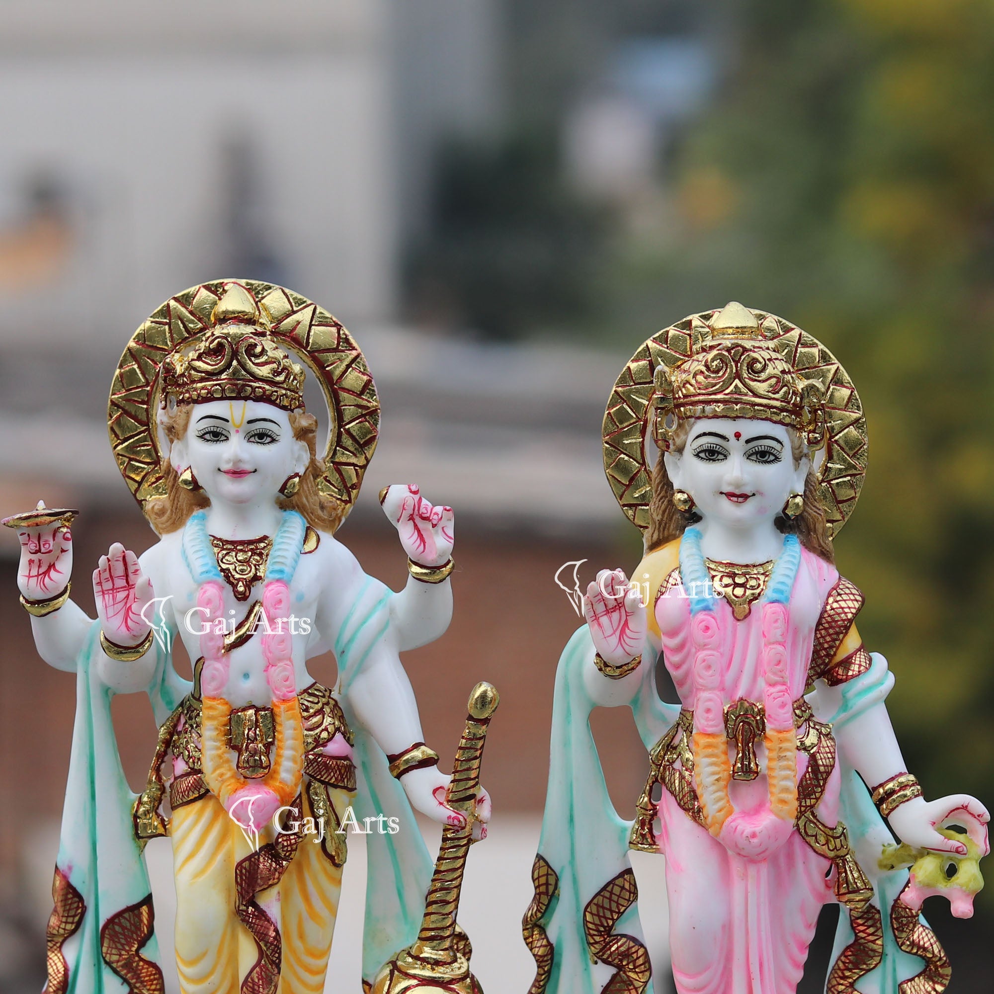 Makrana Marble Lakshmi Narayan Idol | 9 Inch