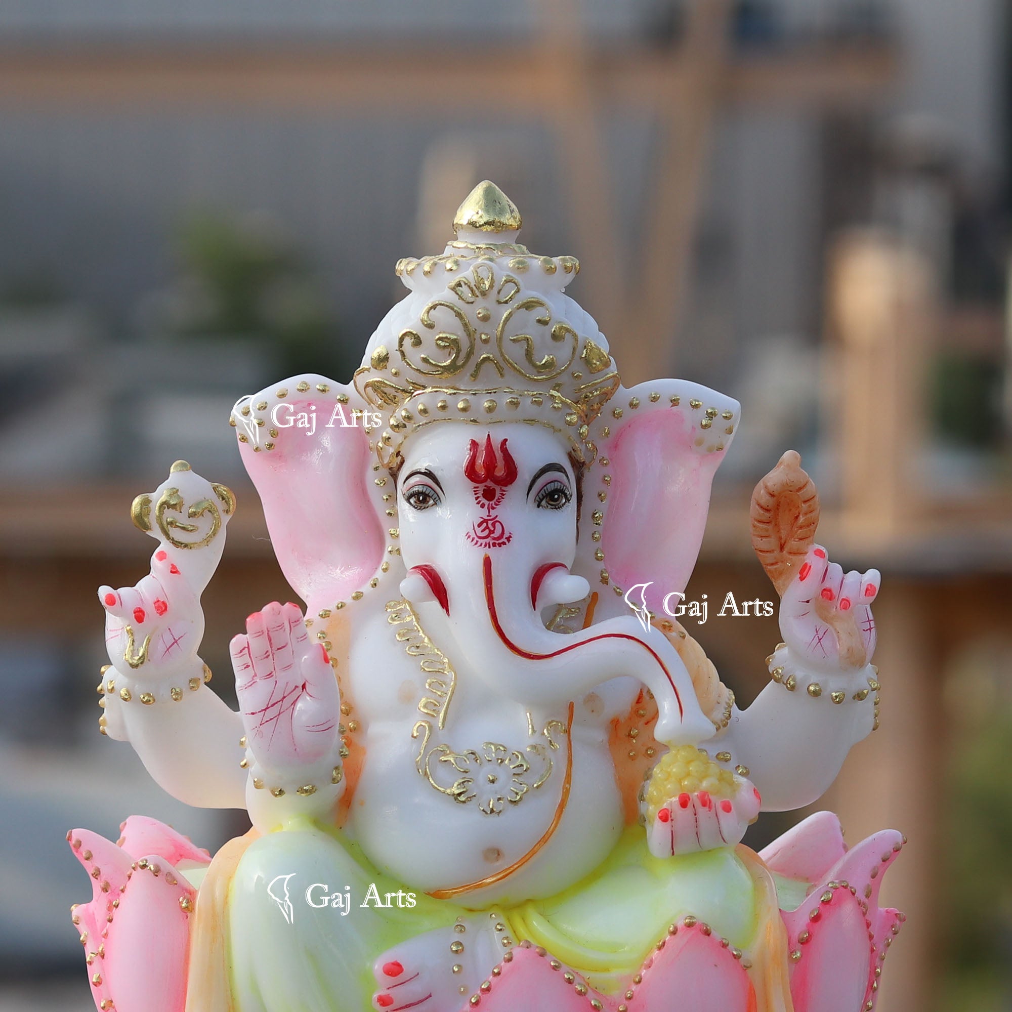 White Marble  Ethiopia Ganesh Murti | 9 Inch