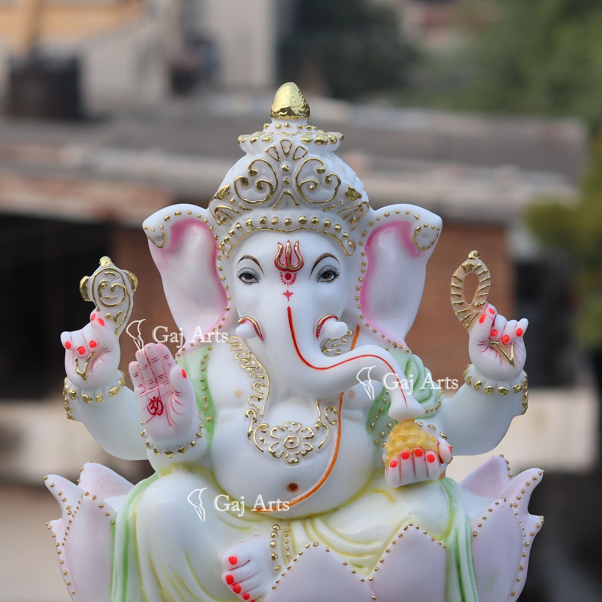 White Marble Ethiopia Ganesh Idol | 15 Inch