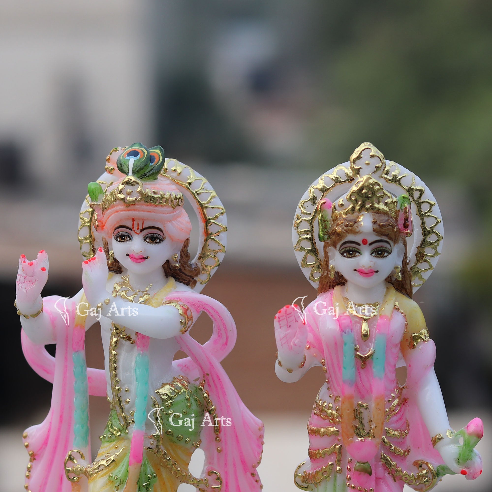 Standing Marble Radha Krishna Idol | 7 Inch