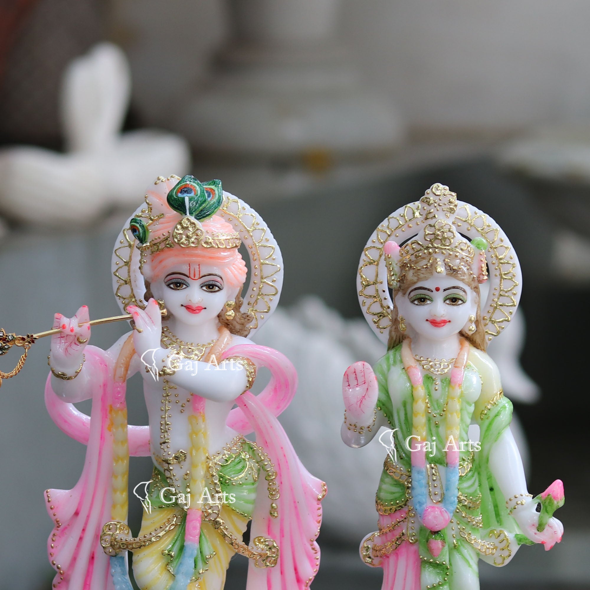 Marble Powder Radha Krishna Jodi | 12 Inch
