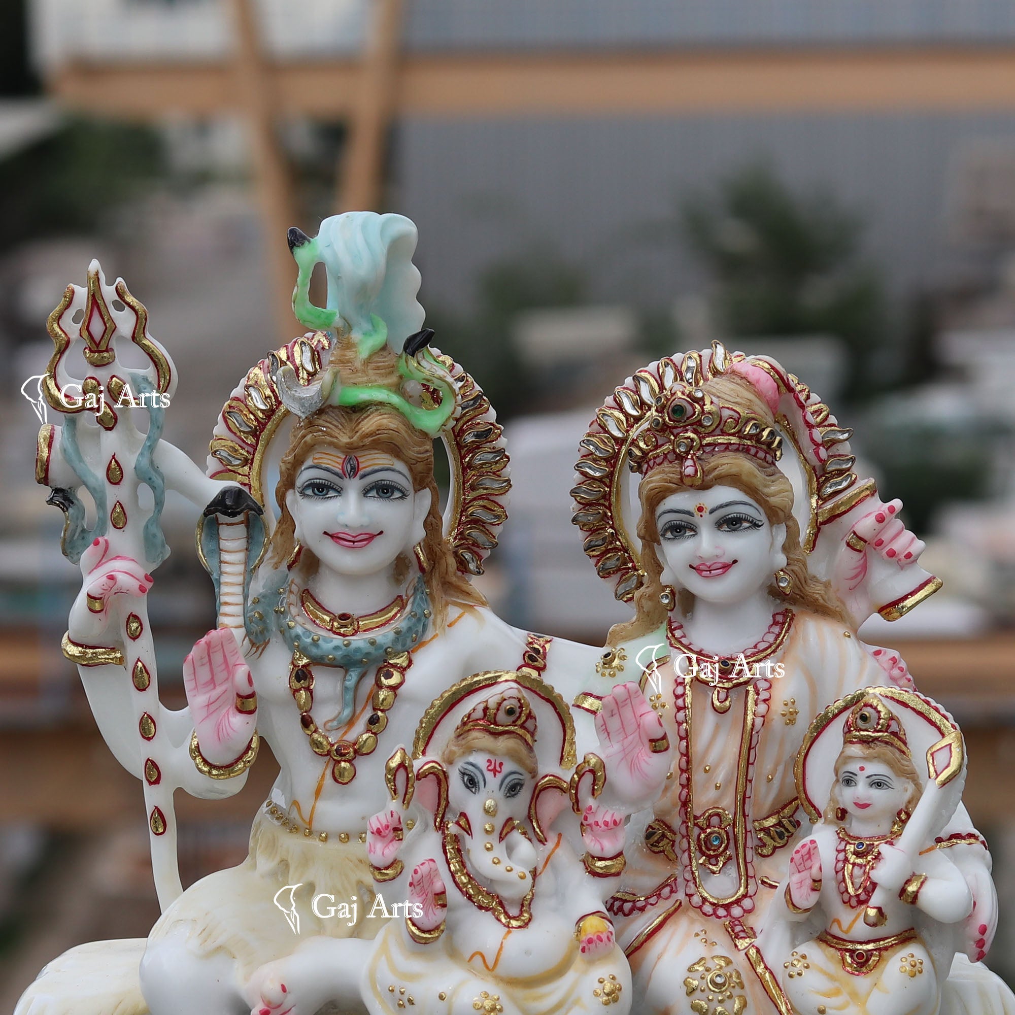 White Ethiopia Marble Shiv Parivar Statue | 12 Inch