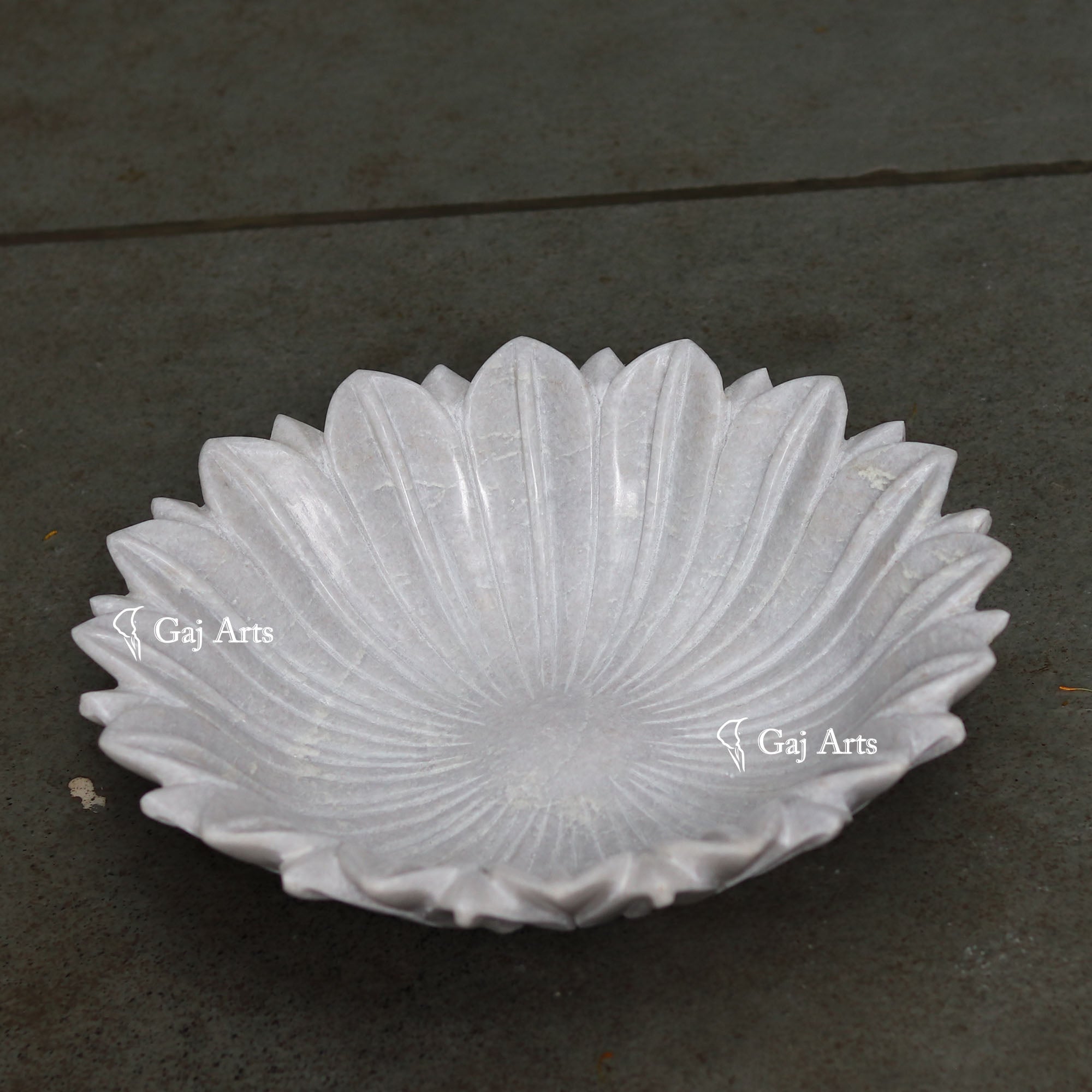 Decorative White Marble Blossom Bowl | 12 Inch
