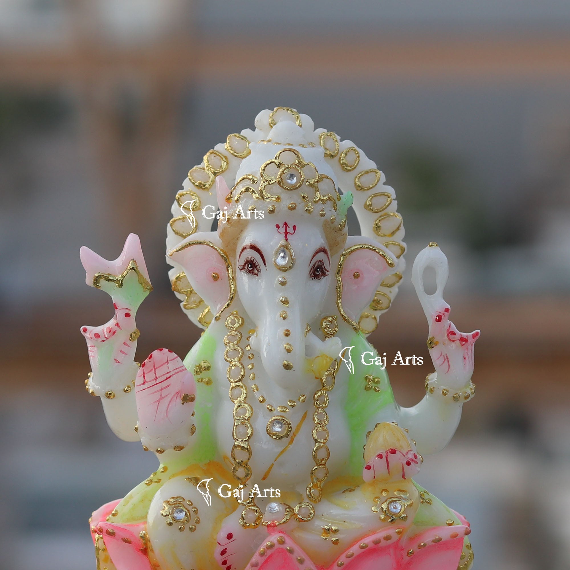 White Ethiopia Marble Ganesh Murti | 6 Inch