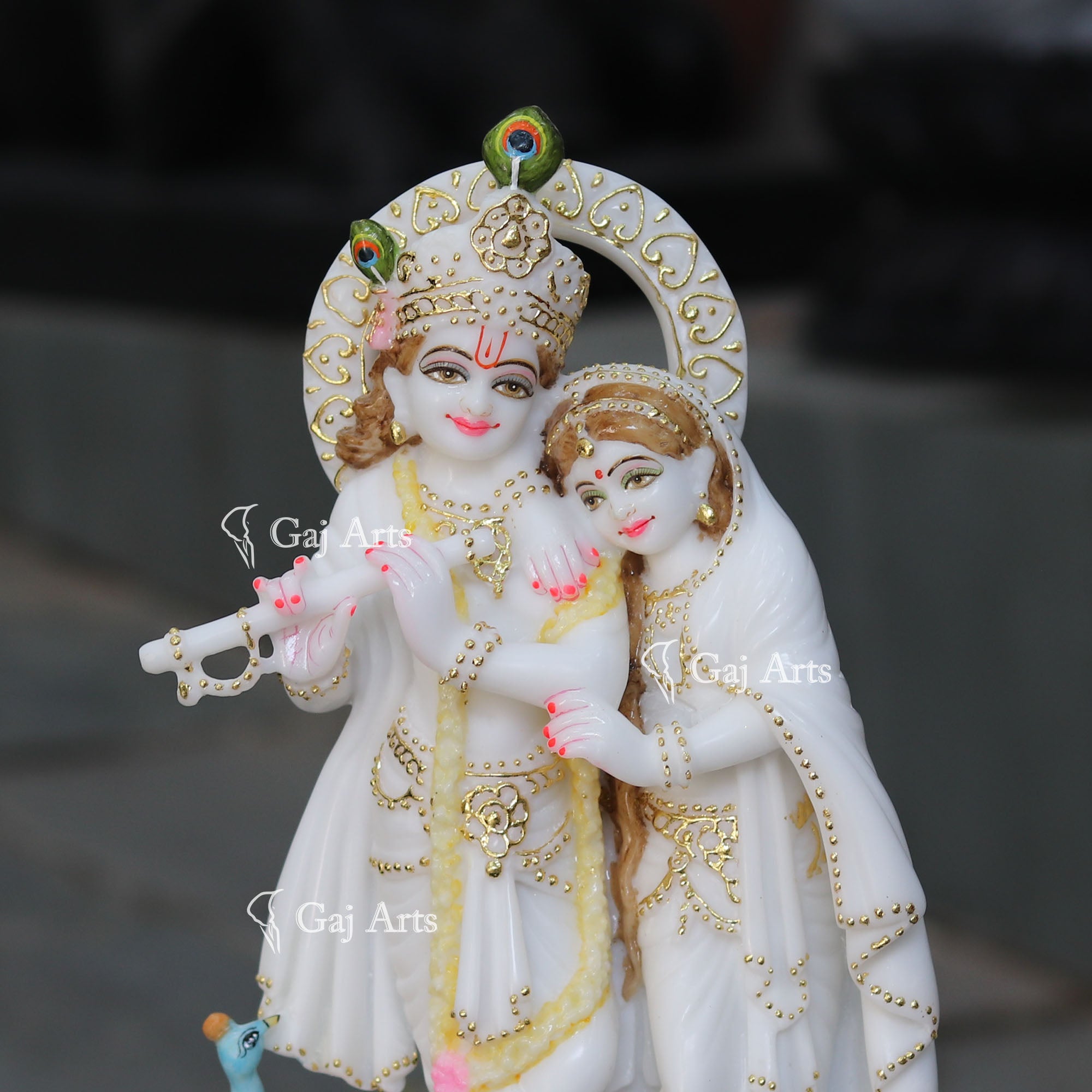 Super White Ethiopia Marble Krishna Idol | 15 Inch