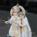 Super White Ethiopia Marble Krishna Idol | 15 Inch
