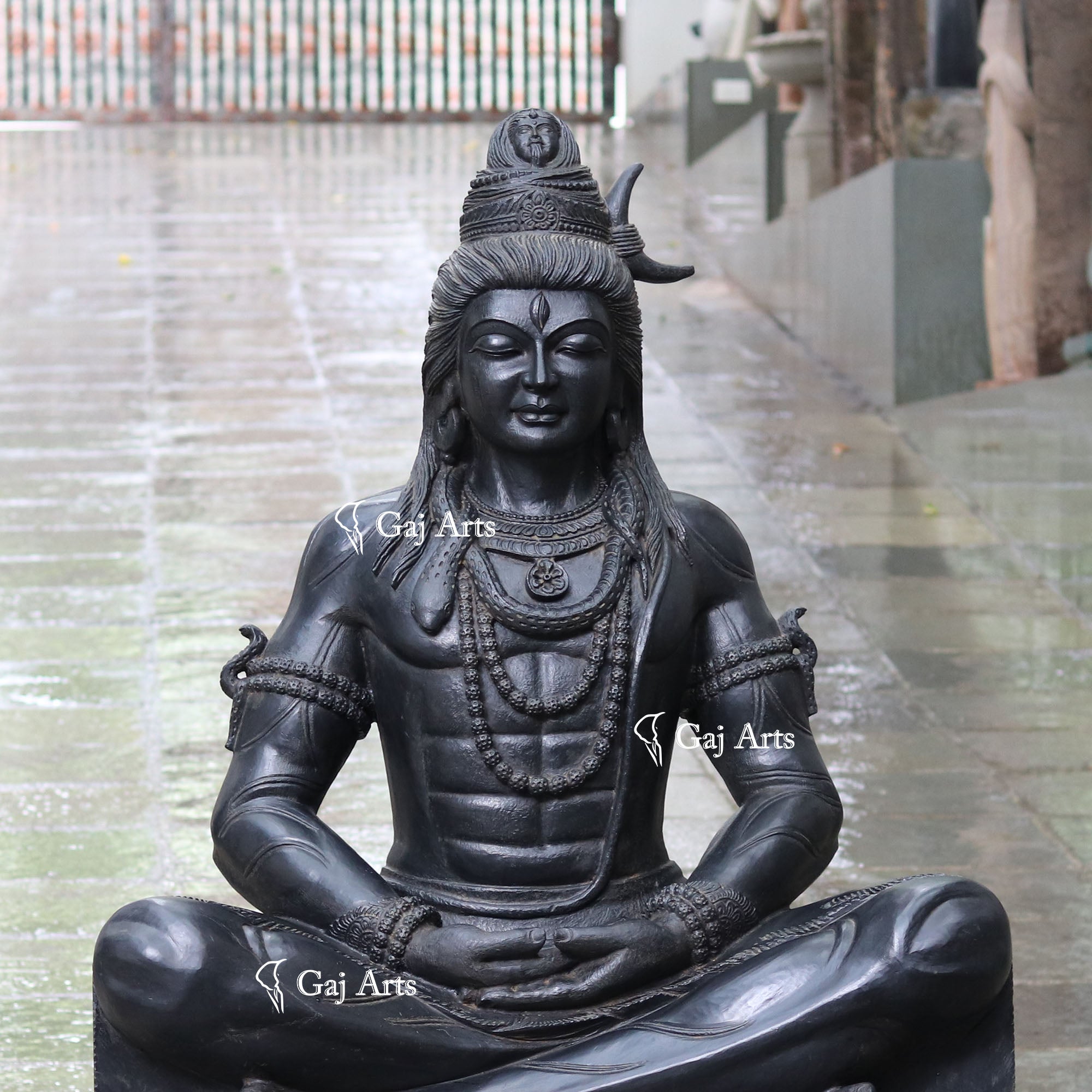 Black Marble Shiva Statue | 60 Inch