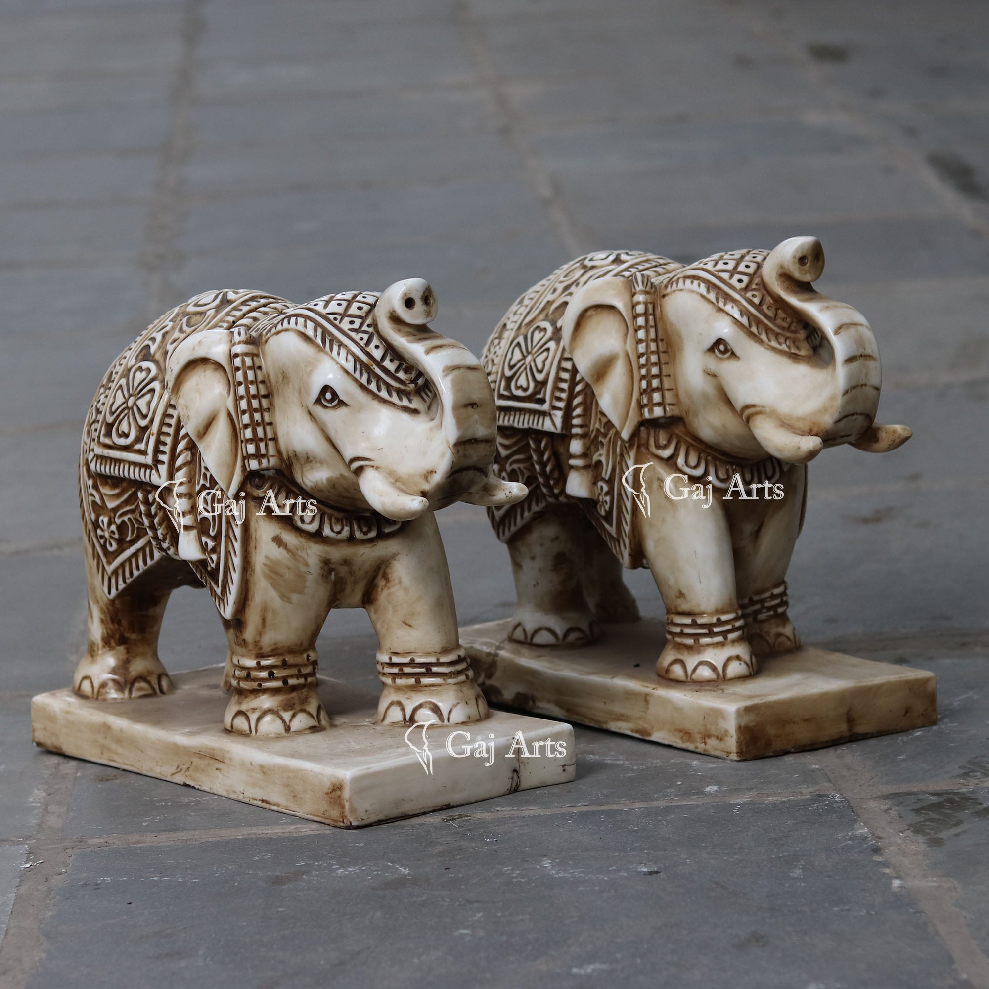 White Marble Elephant Idol | 18 Inch