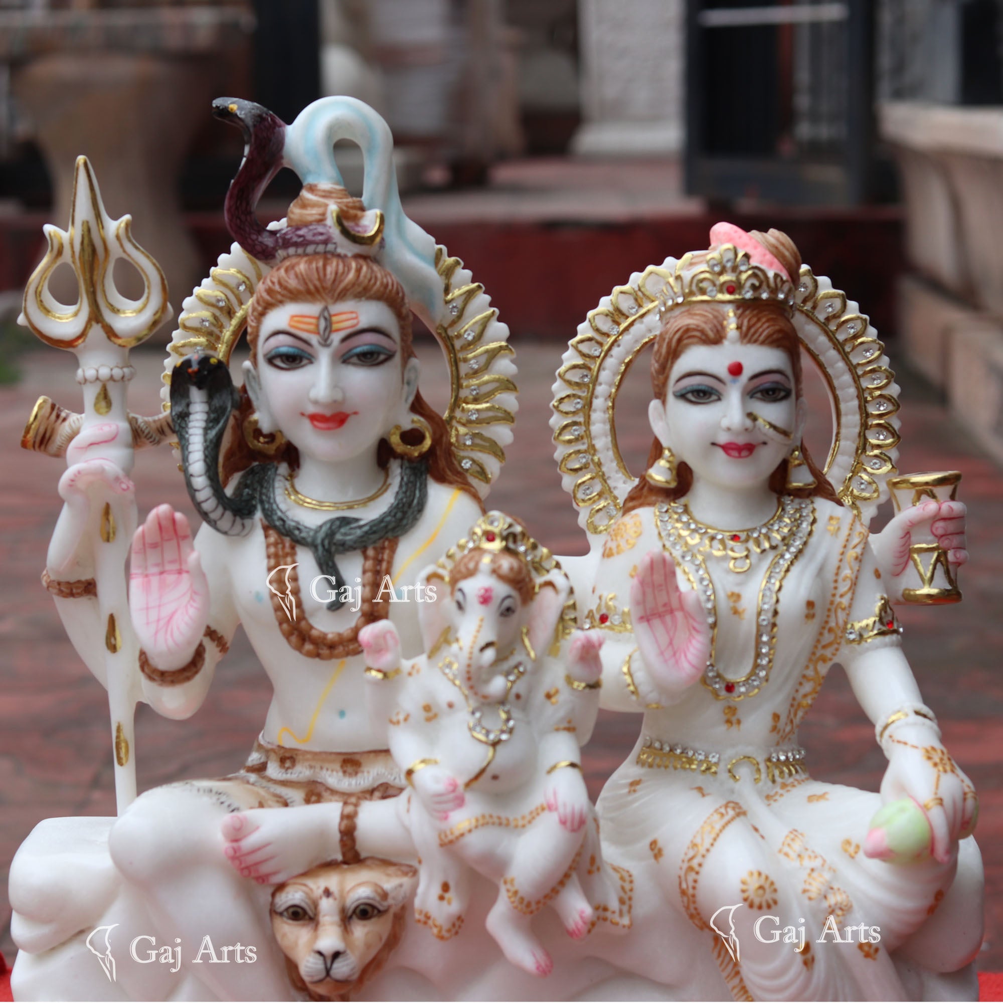 Premium Marble Shiv Parivar Idol | 18 Inch