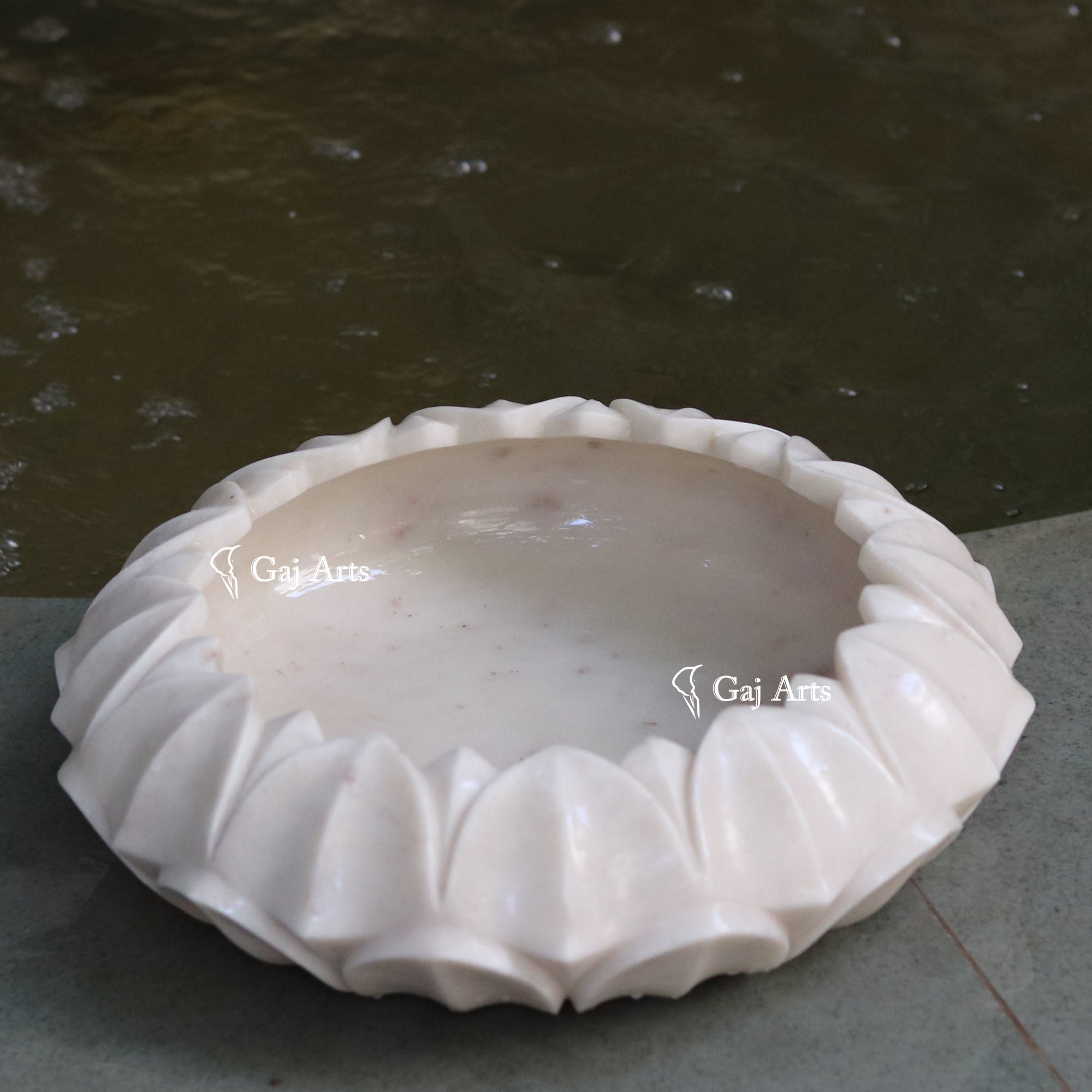 White Marble Grand Floral Bowl | 15 Inch