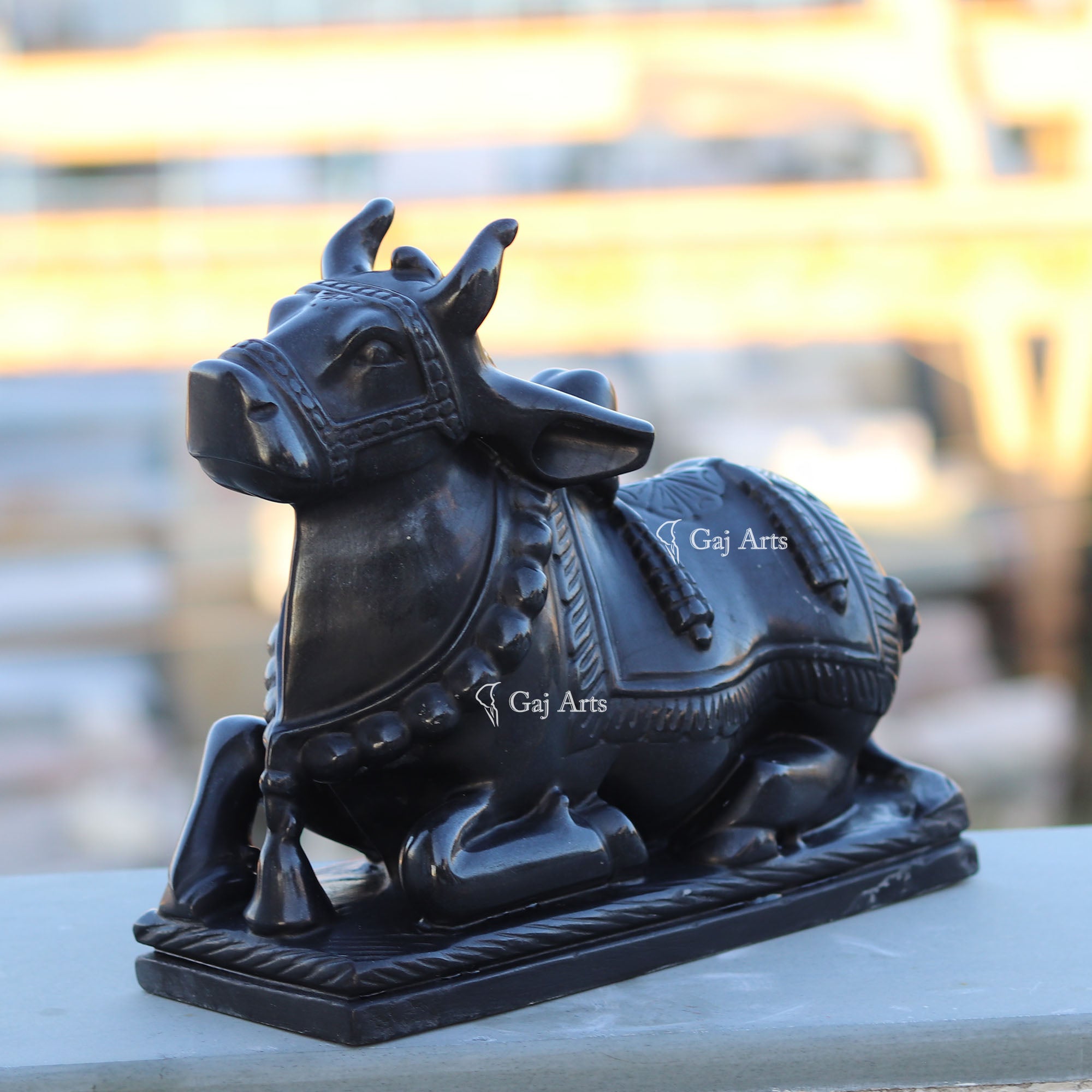 Black Marble Nandi Idol | 12 Inch