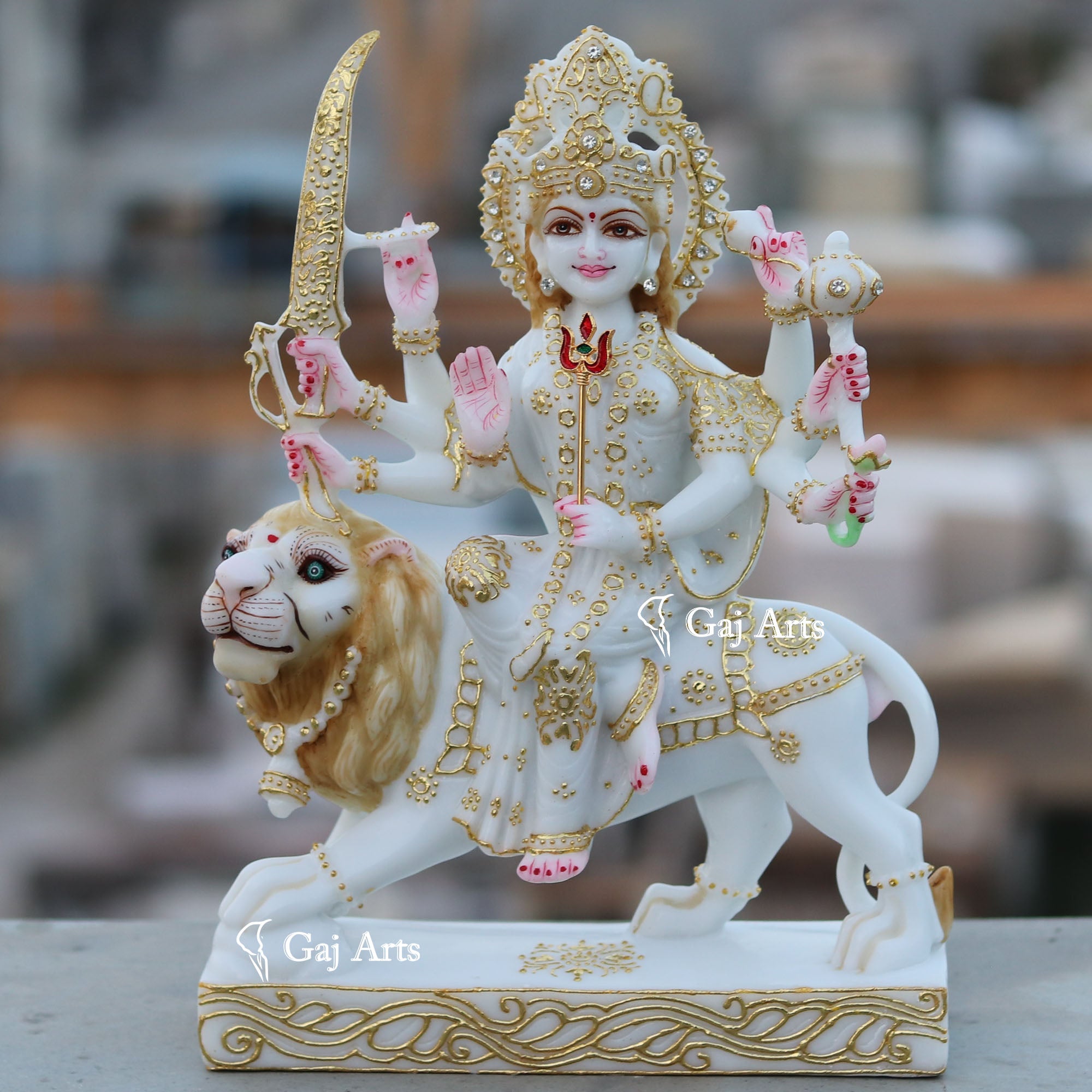 White Marble Durga Maa Idol | 12 Inch