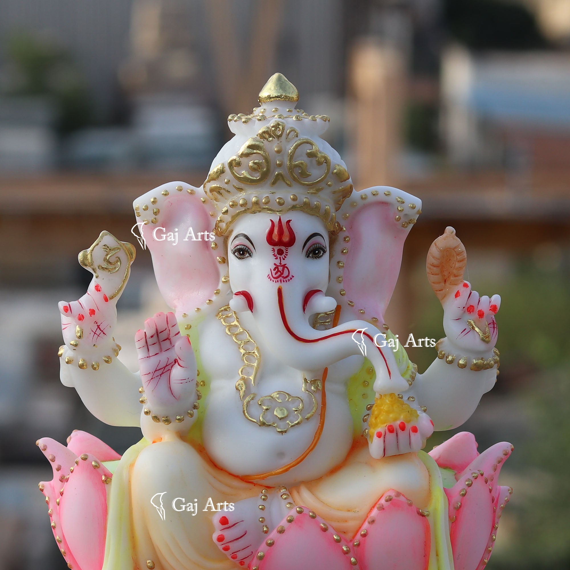 White Marble  Ethiopia Ganesh Murti | 9 Inch