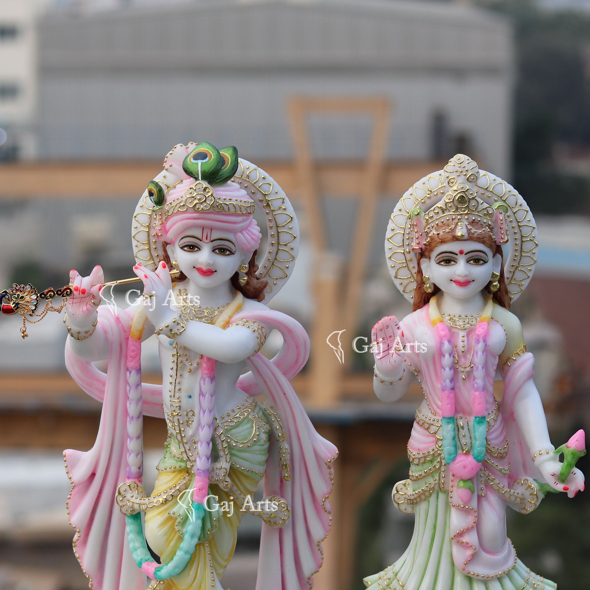 White Marble Ethiopia Radha Krishna Murti | 18 Inch
