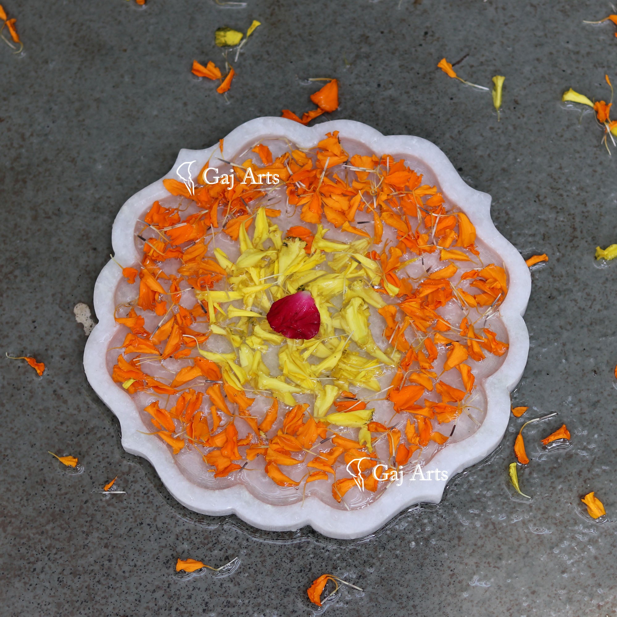 White Marble Premium Flower Bowl | 9 Inch
