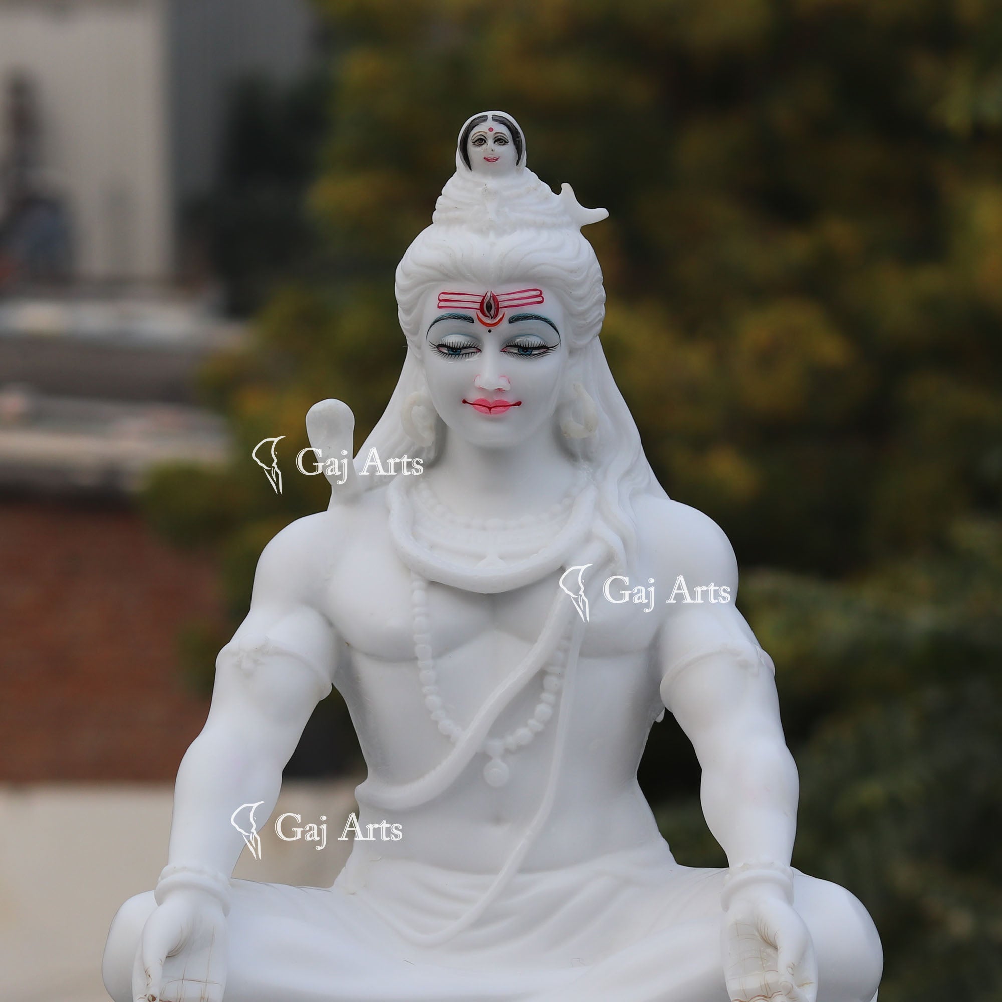 White Marble Ethiopia Shiva Statue | 18 Inch