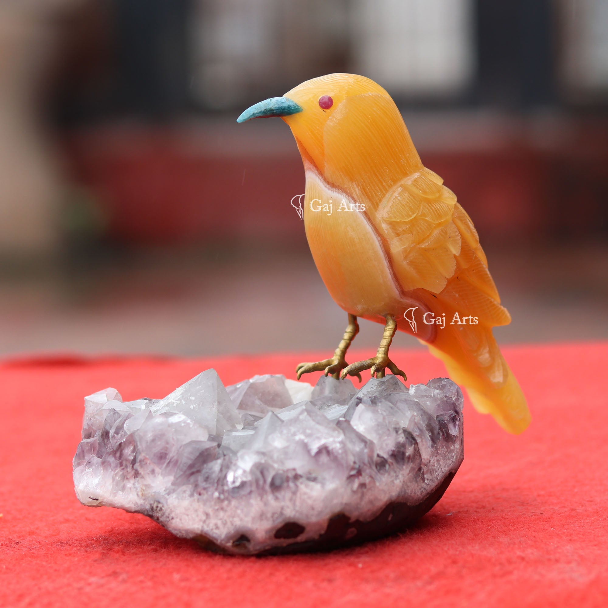 Yellow Quartz Bird Sculpture | 6 Inch