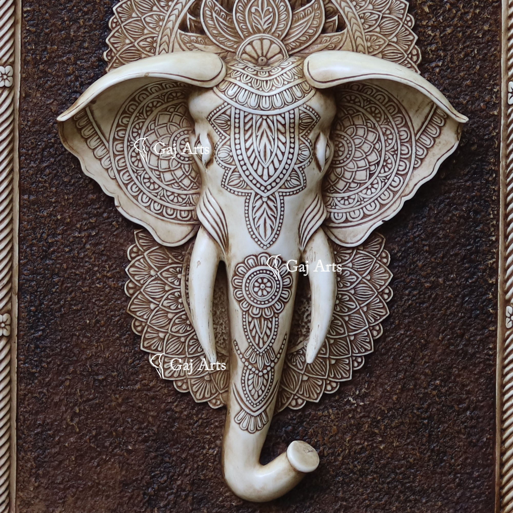 Antique Finish Elephant Face Wall Panel  | 48 Inch