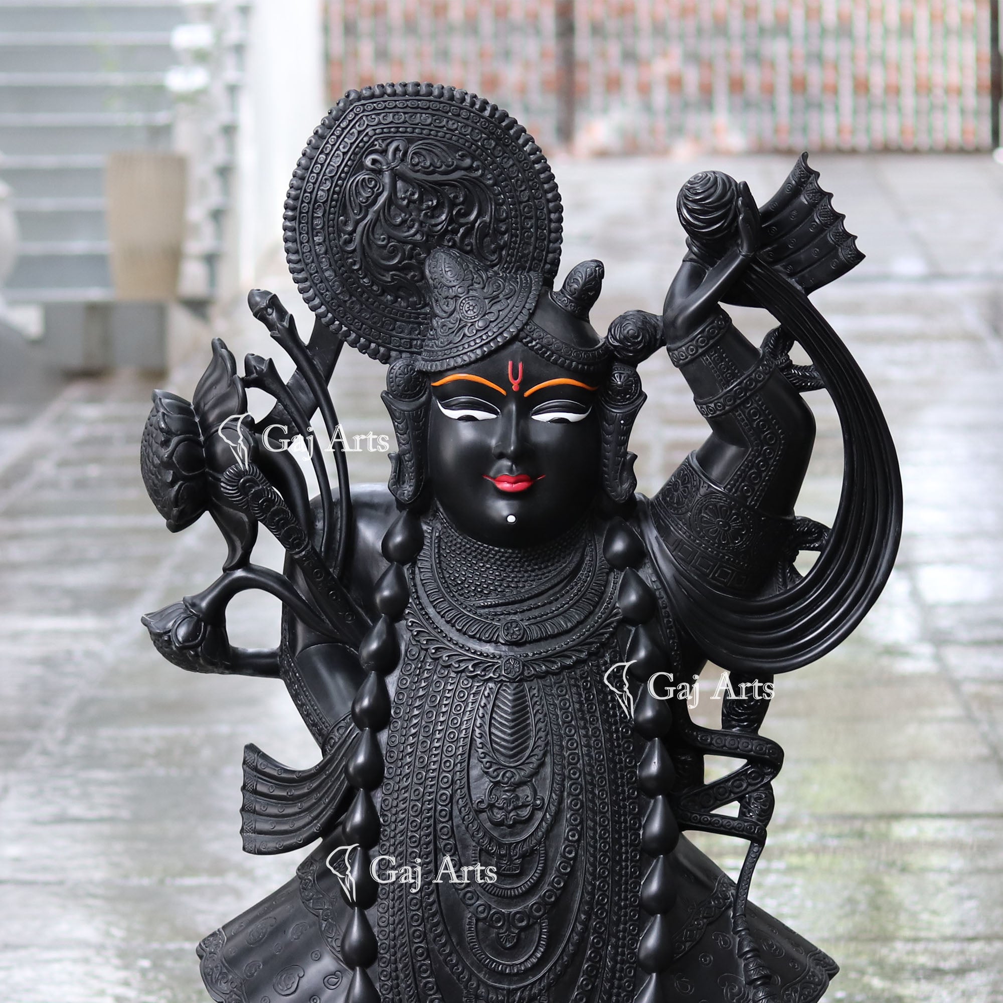 Elegant Black Marble Shreenath Ji Statue | 48 Inch