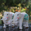 White Ethiopia Marble Elephant Statue | 9 Inch
