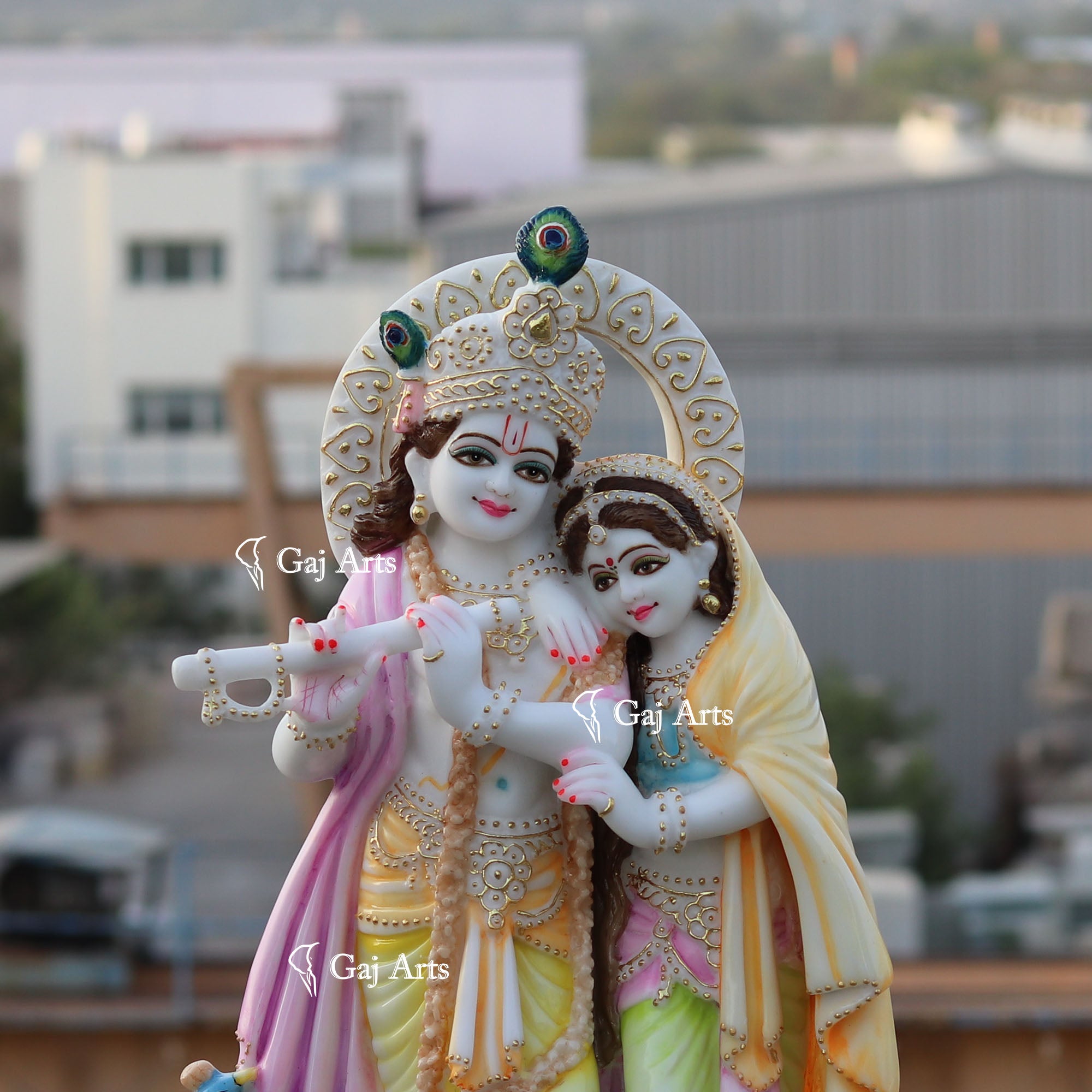 White Marble Ethiopia Radha Krishna Idol | 24 Inch