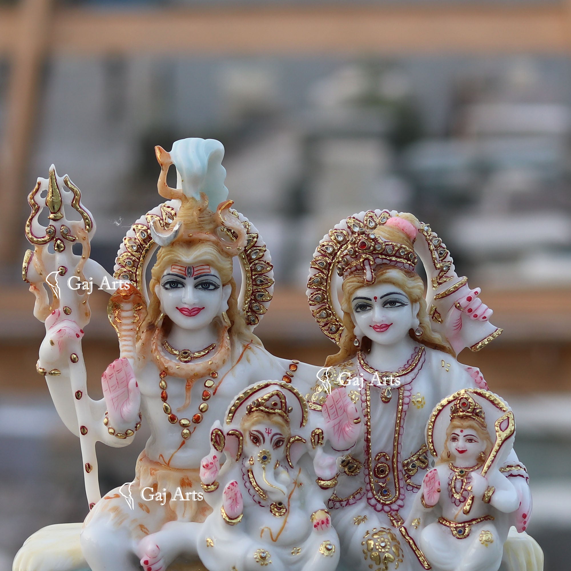 White Marble Shiv Parivar Statue | 12 Inch