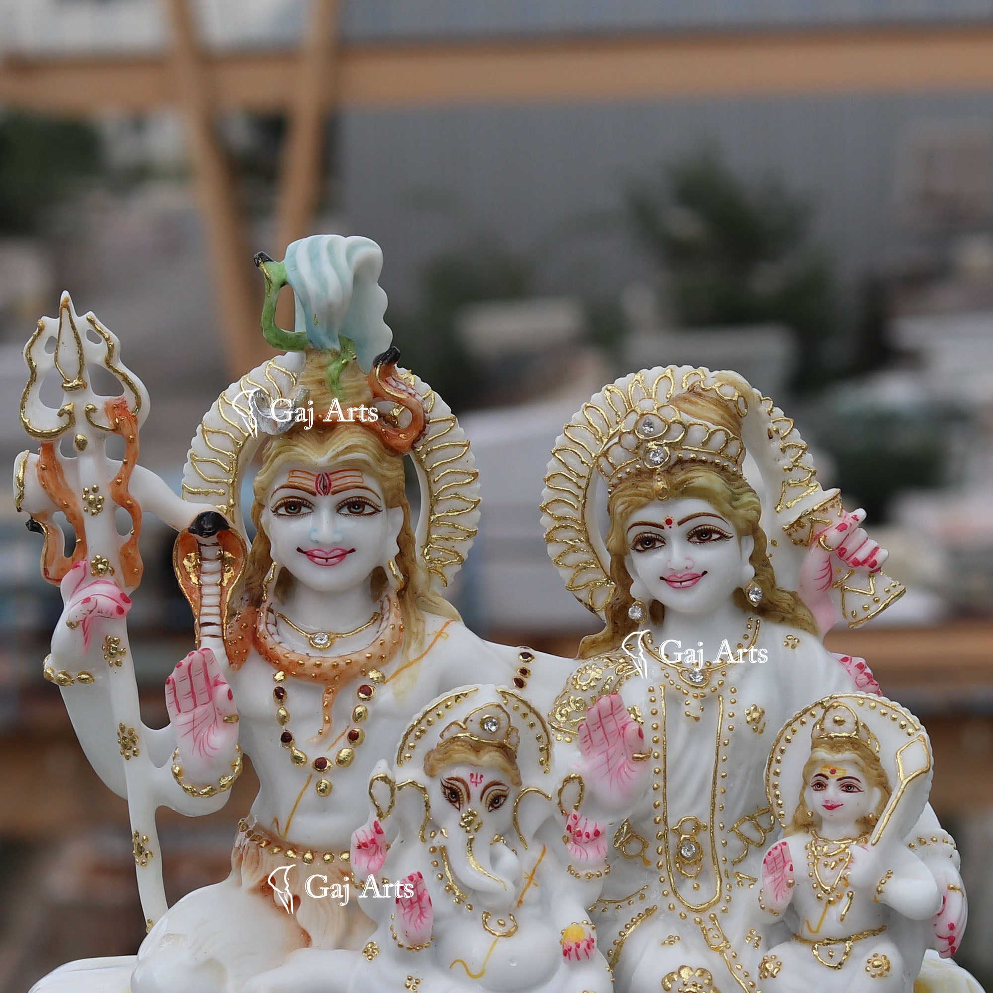 White Ethiopia Marble Shiv Parivar Statue | 12 Inch
