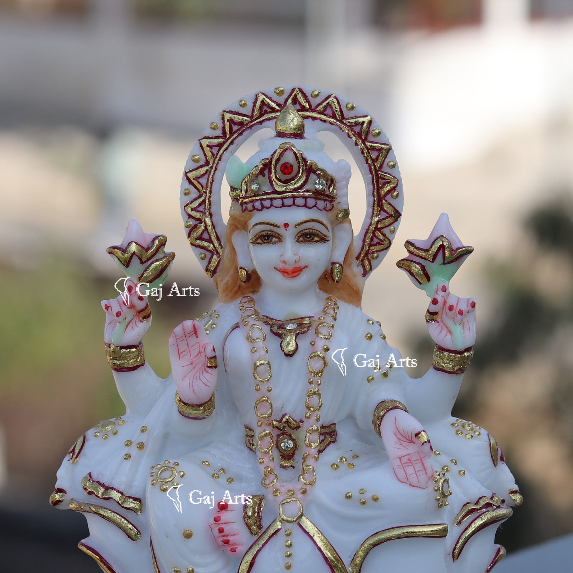 White Marble Lakshmi Mata Statue | 7 Inch