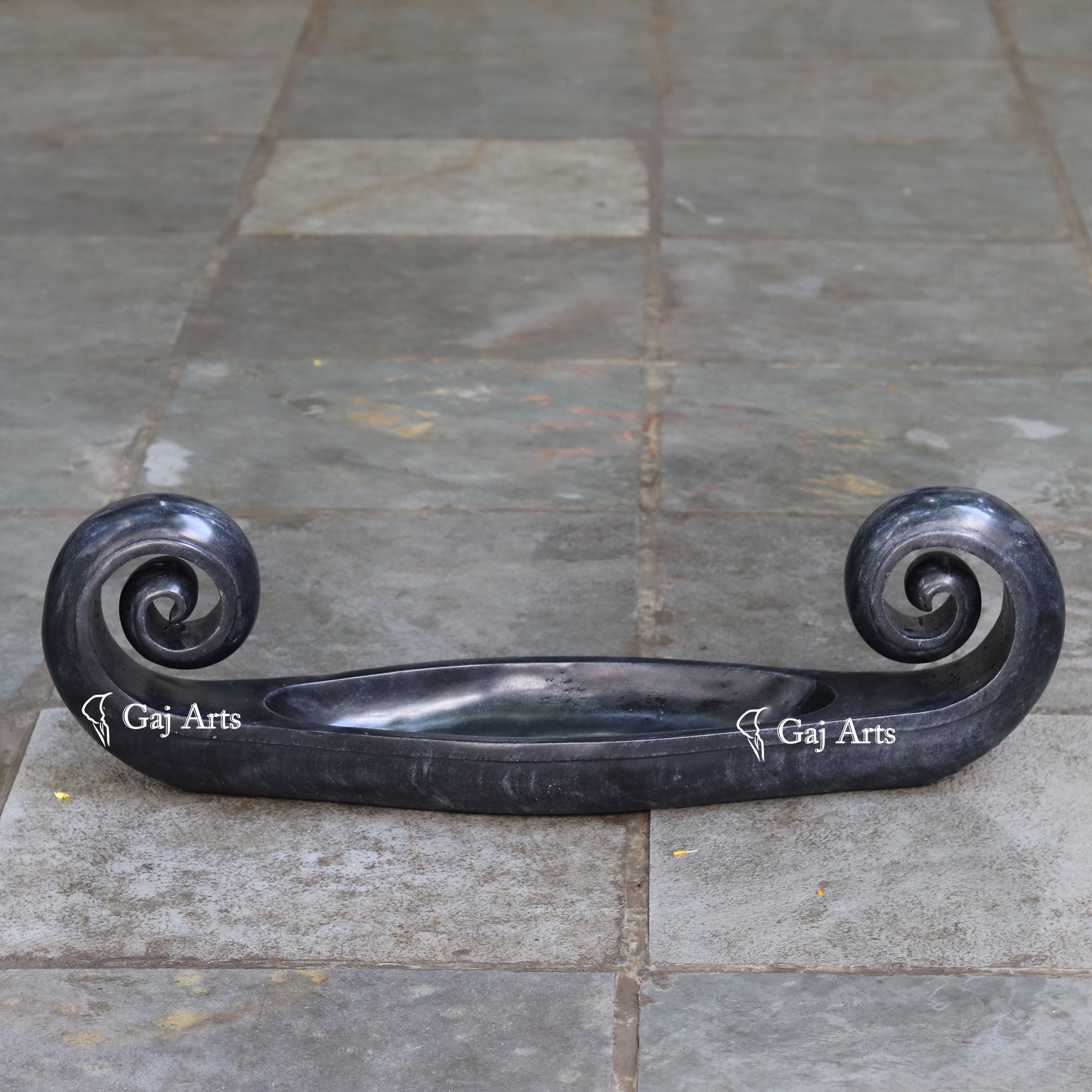 Black Marble Boat Sculpture | 36 Inch