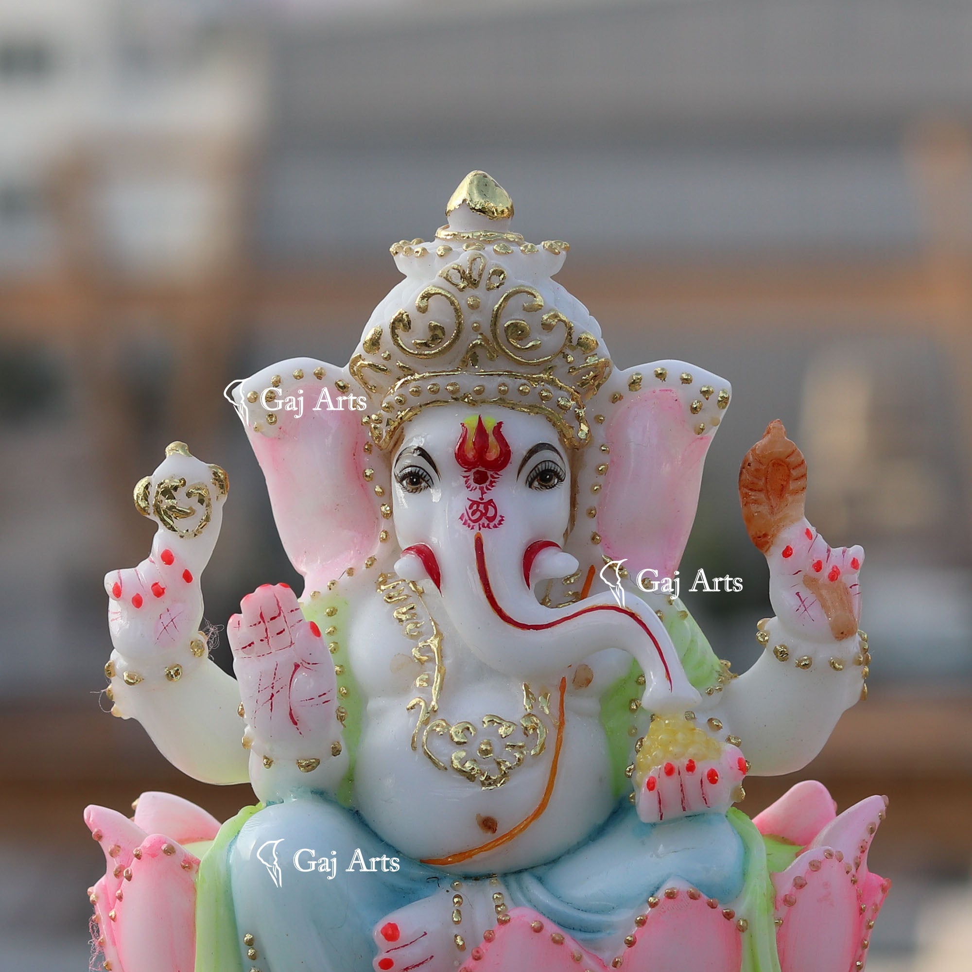 White Marble  Ethiopia Ganesh Murti | 7Inch