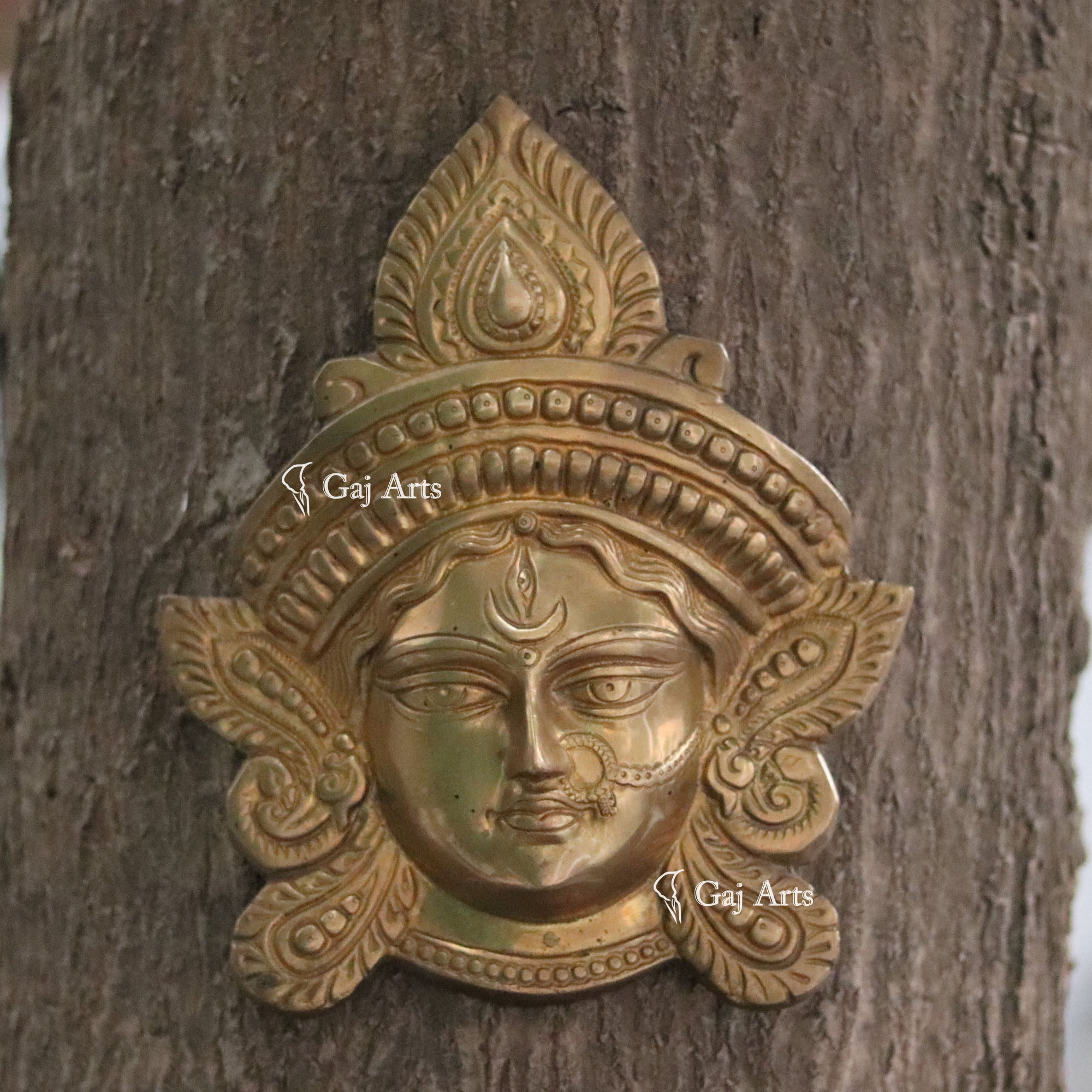 Brass Durga Face Wall Hanging | 10 Inch