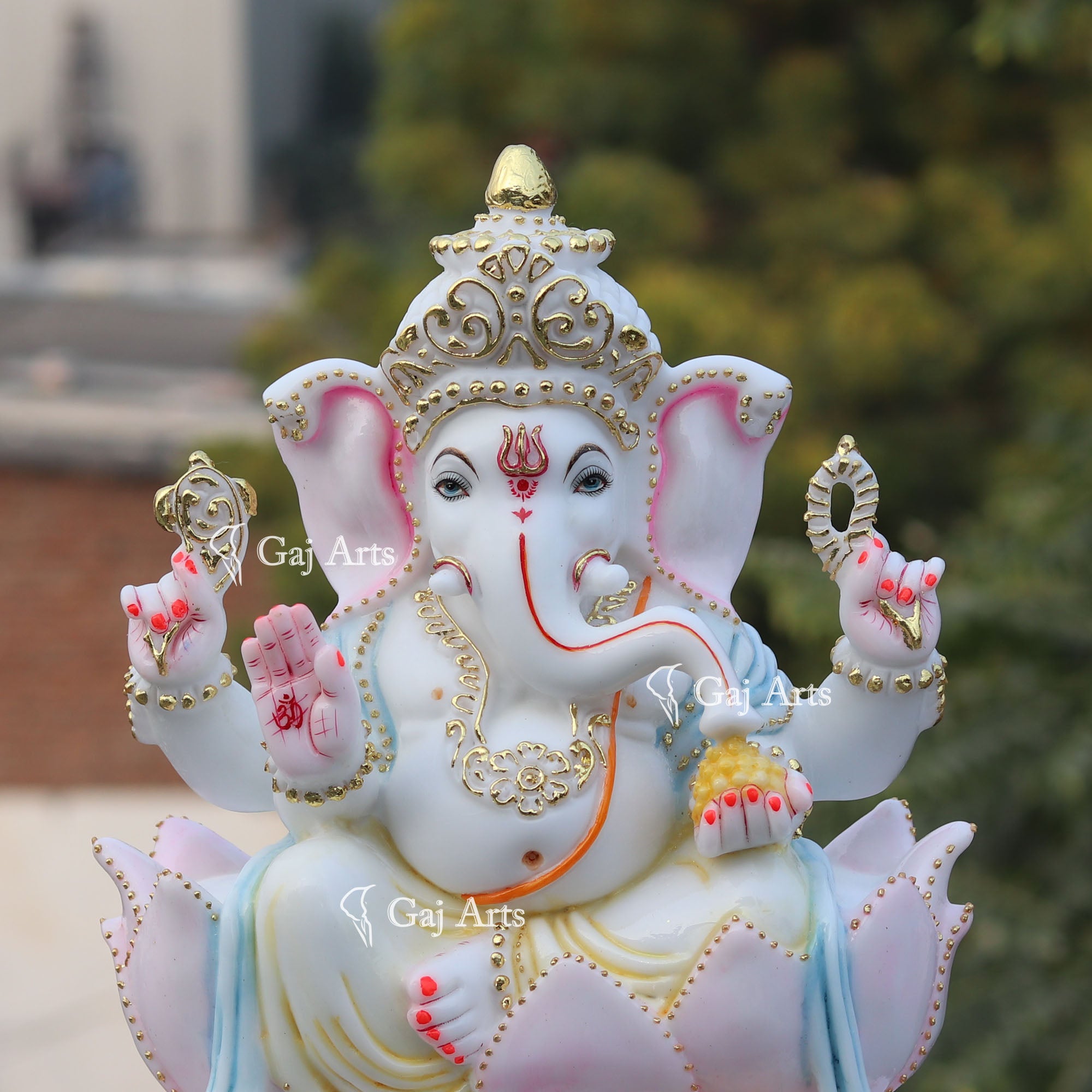 White Marble Ethiopia Ganesh Idol | 15 Inch