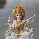White Marble Saraswati Mata Statue | 30 Inch