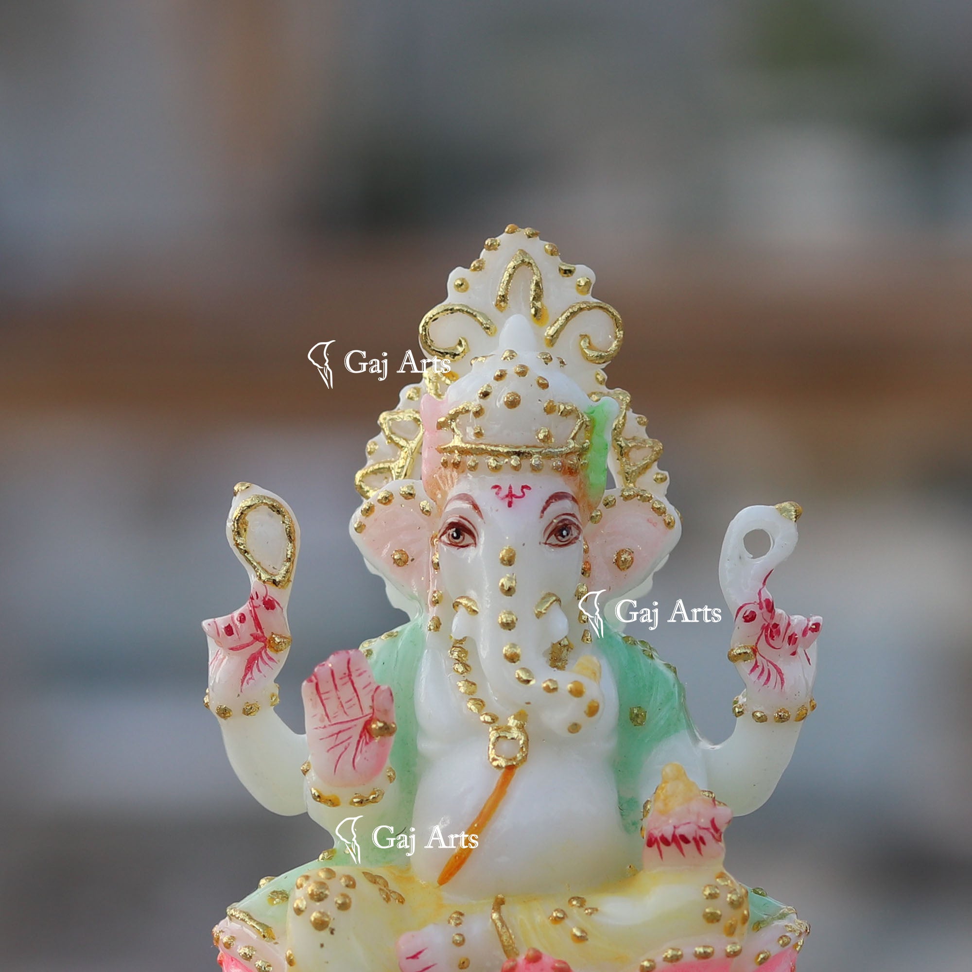 White Ethiopia Marble Ganesh Murti | 4 Inch