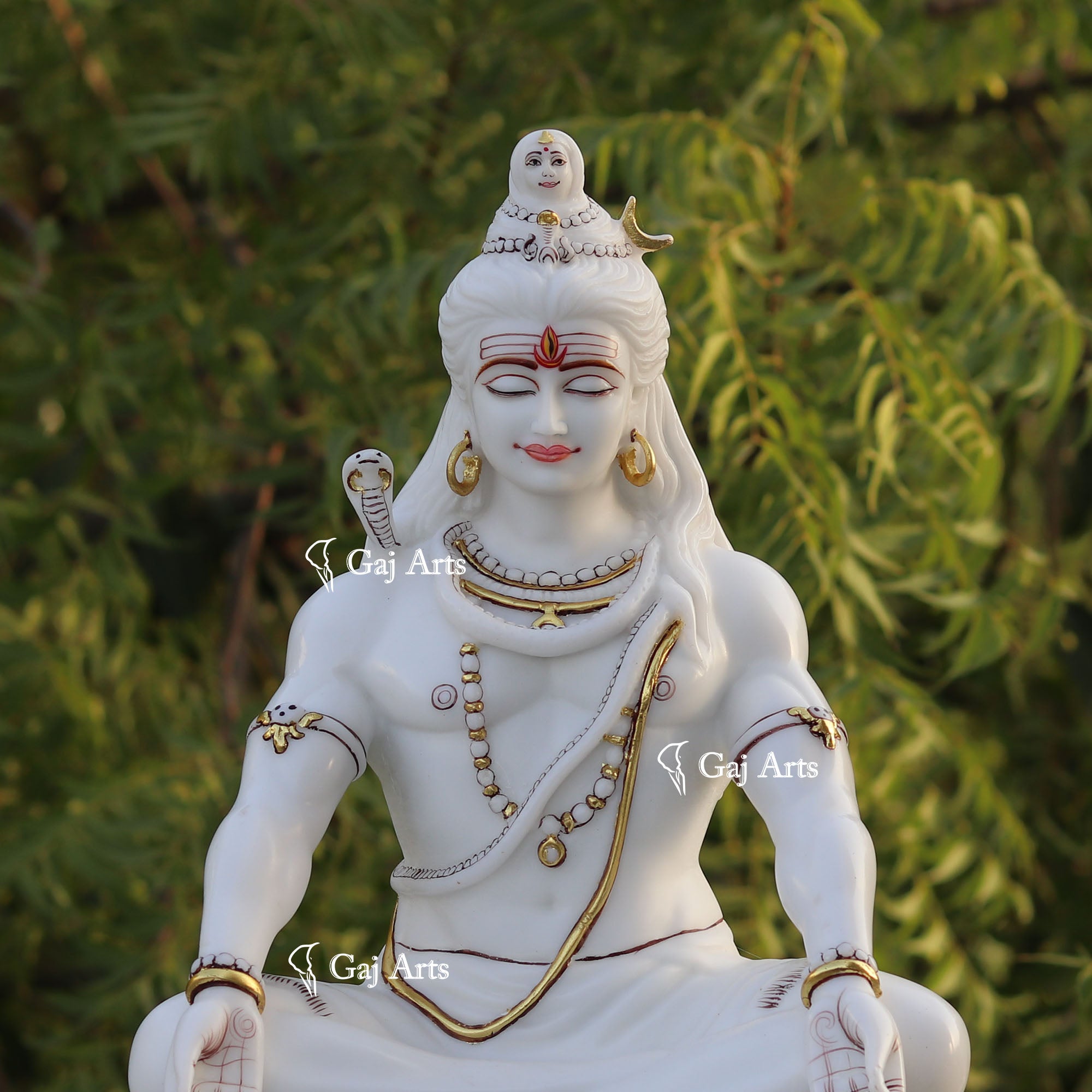 White Marble Ethiopia Shiva Statue | 18 Inch