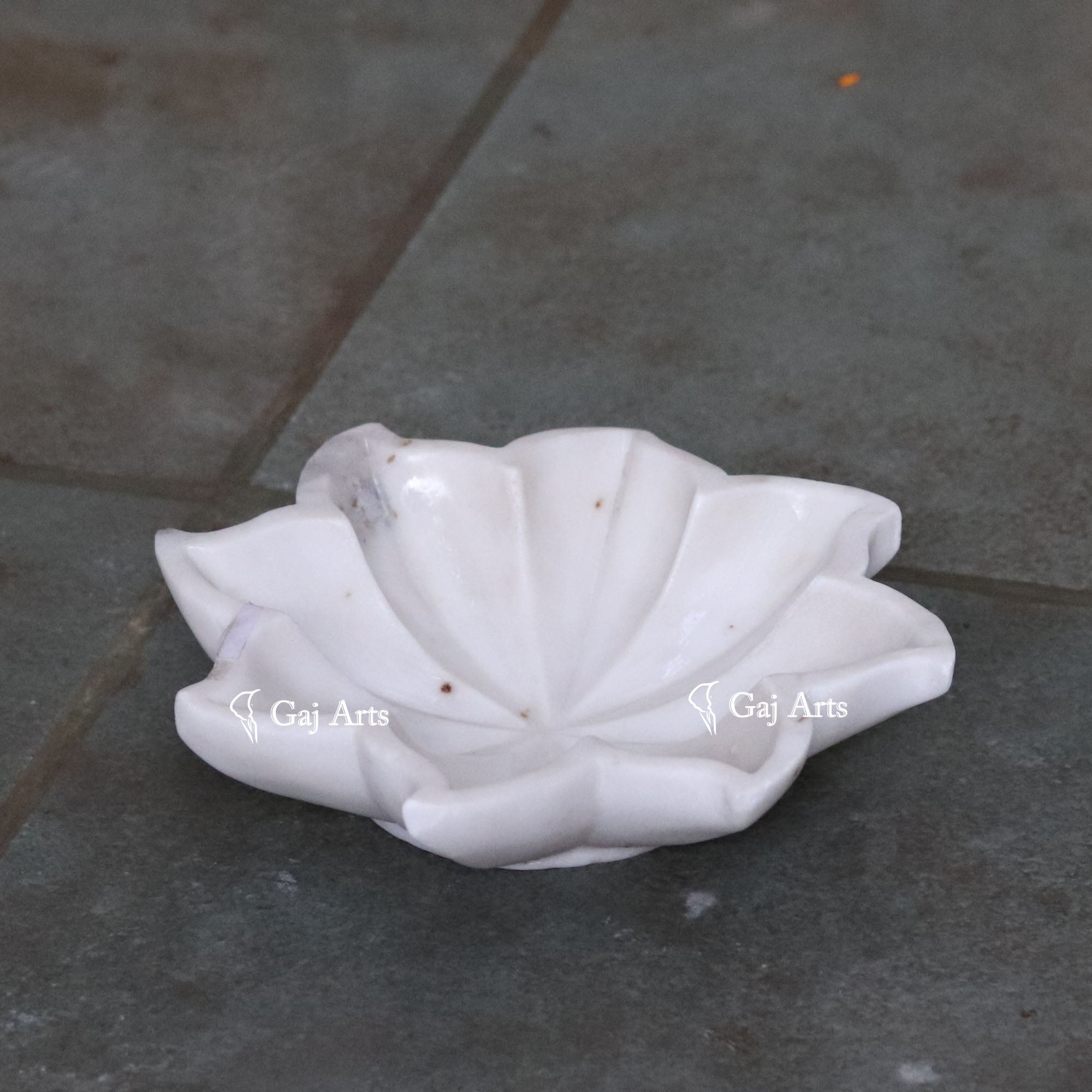 Rajasthan White Marble Lotus Flower  Bowl | 9 Inch