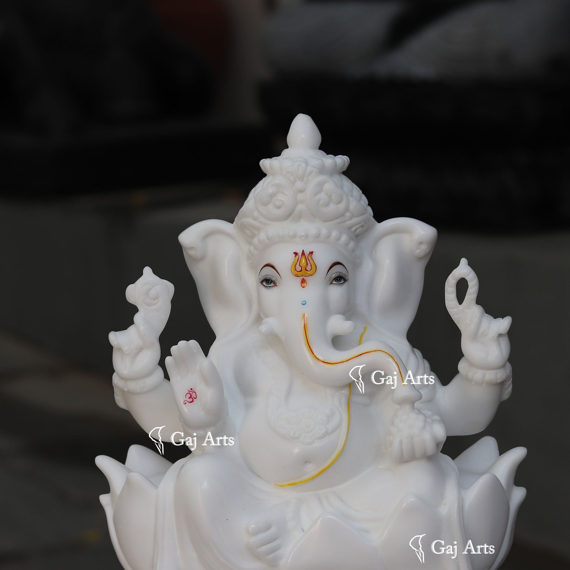 White Marble Ethiopia Ganesh Idol | 15 Inch