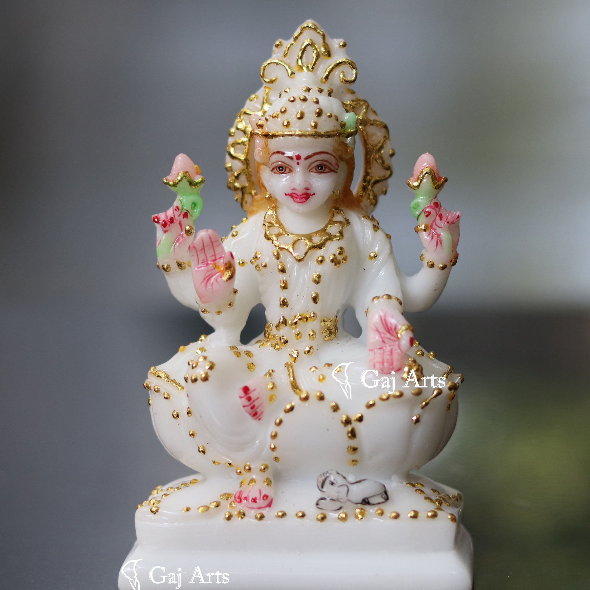 White Marble Lakshmi Mata Idol | 4 Inch
