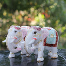 White Ethiopia Marble Elephant Statue | 9 Inch