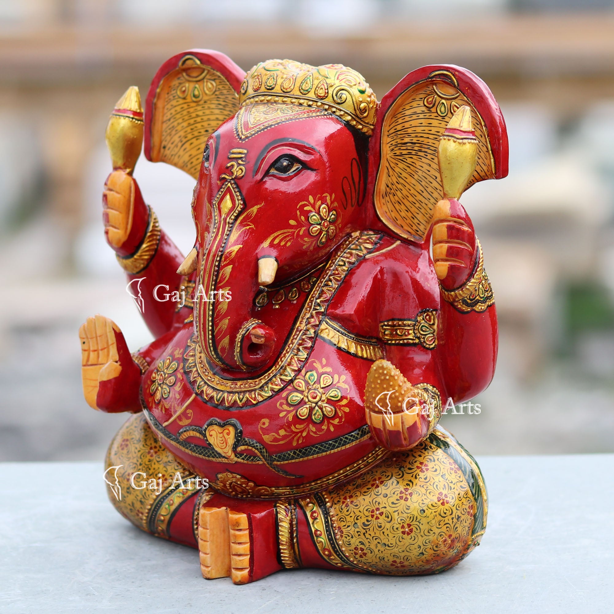 Handcrafted Wooden Ganesh Statue | 8 Inch