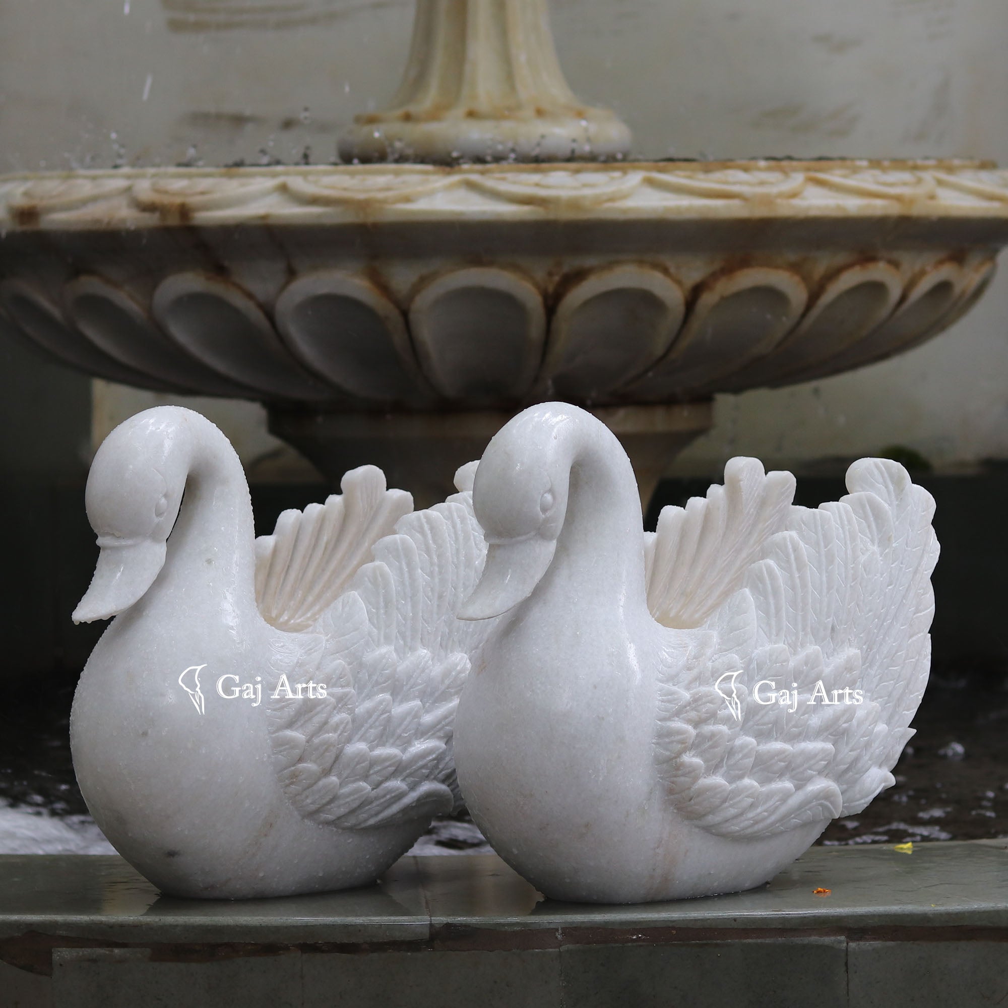 White Marble Decorative Planter | 15 Inch