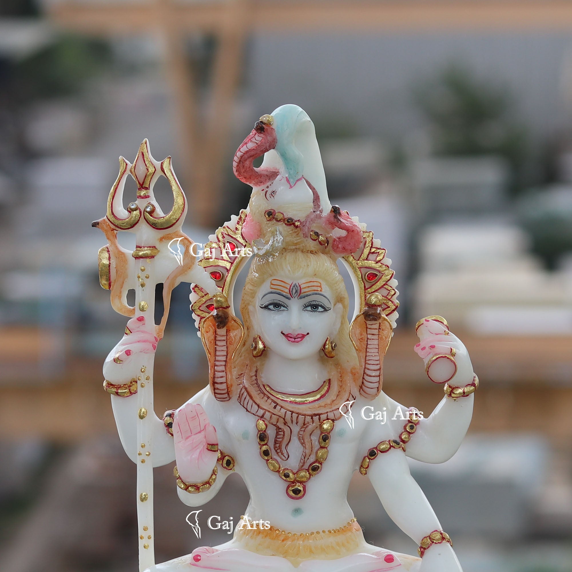 White Ethiopia  Marble Lord Shiva Statue | 10 Inch
