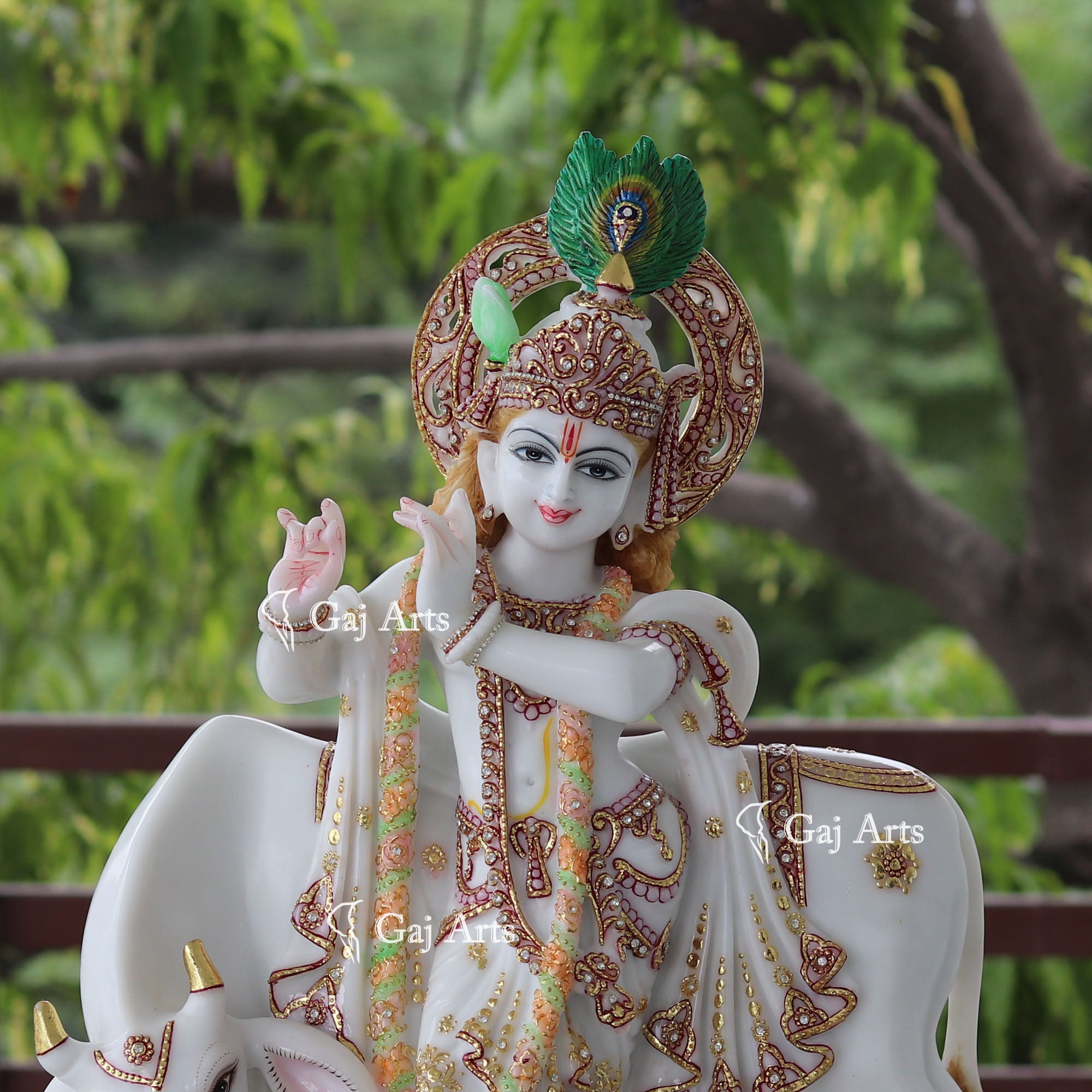White Marble Ethiopia Go Gopal Statue | 24 Inch