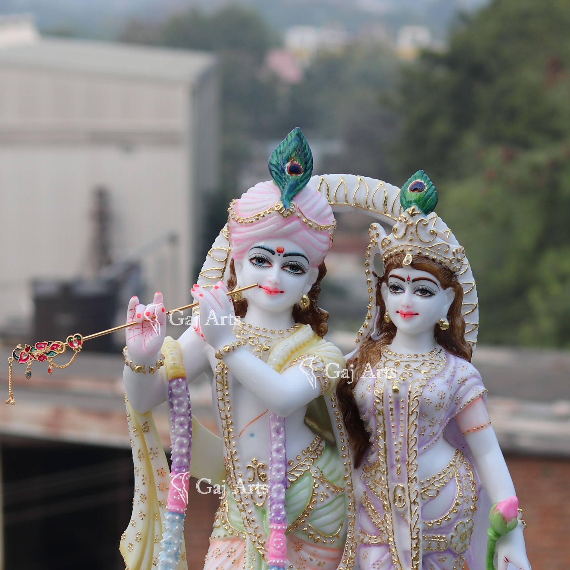 White Marble Ethiopia Radha Krishna Jodi Murti | 24 Inch