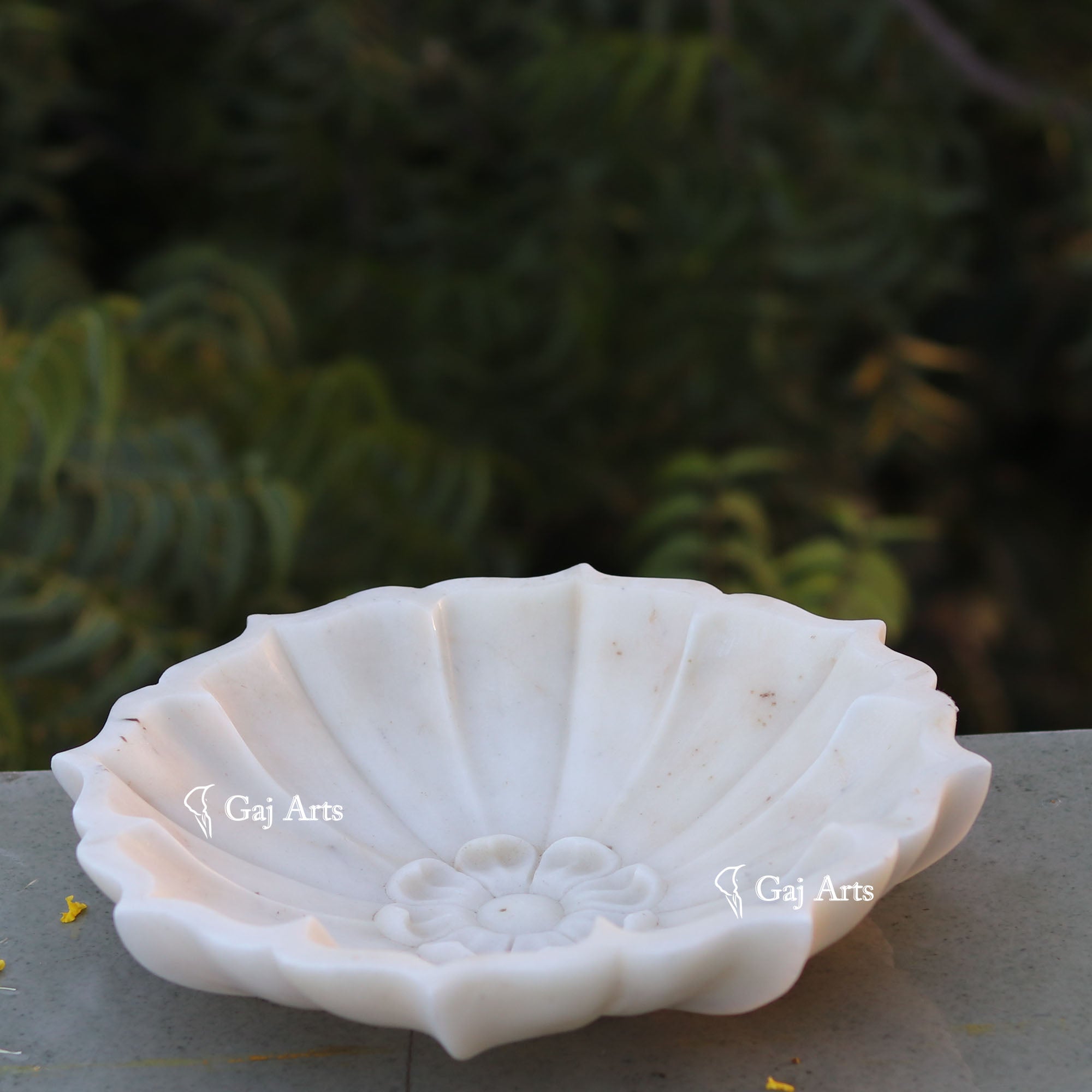 White Marble Handcrafted Center Bowl | 12 Inch