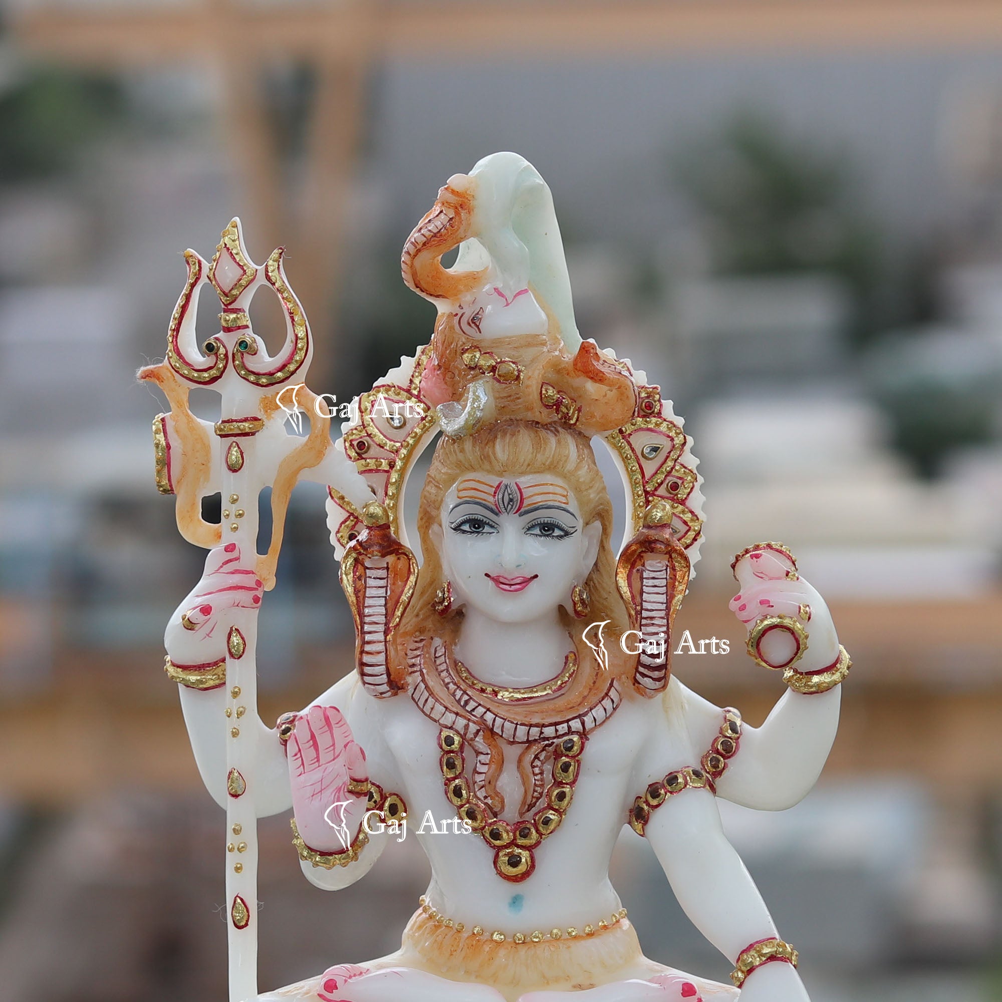 White Ethiopia  Marble Lord Shiva Statue | 10 Inch