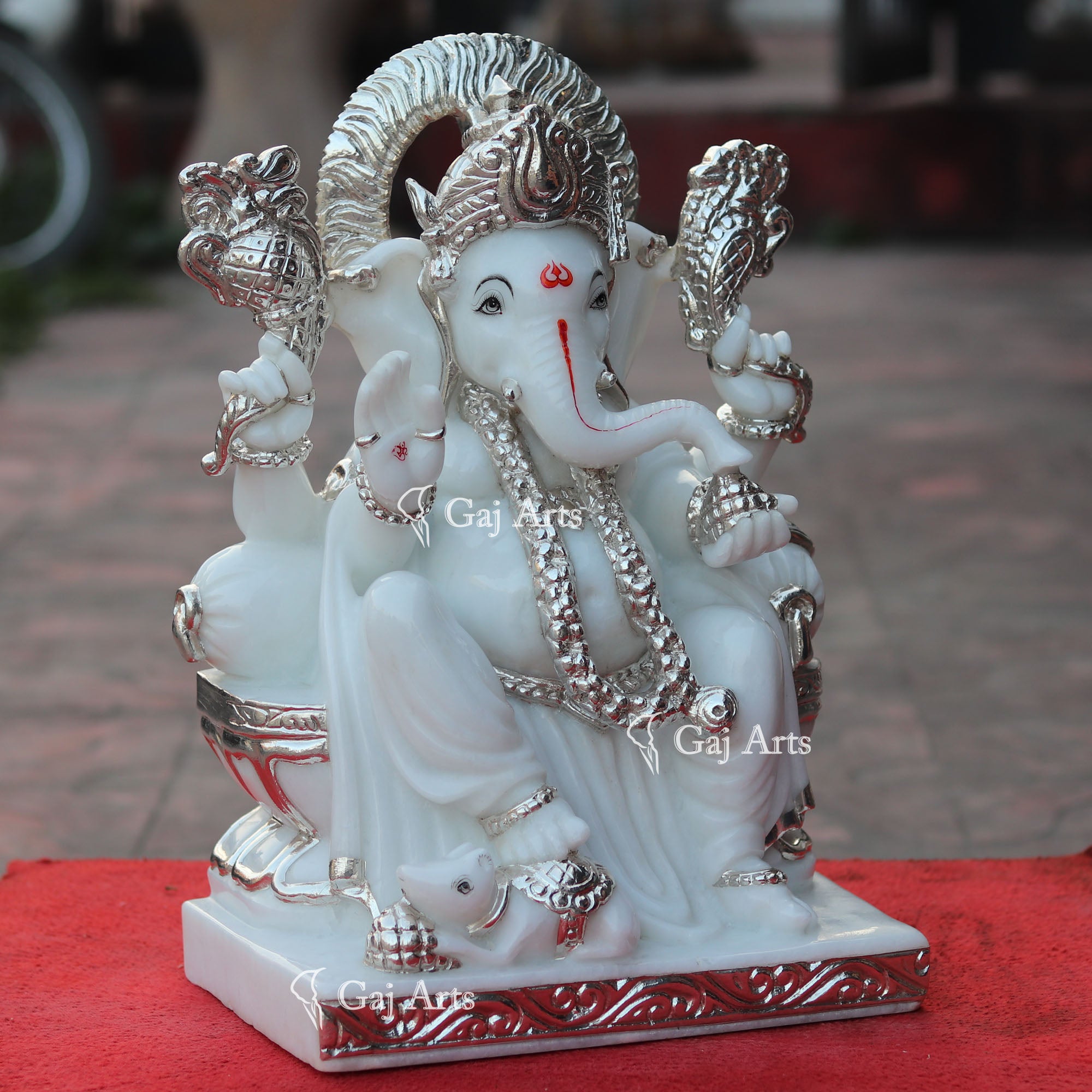 Super White Vietnam Marble Ganesh Idol | 18 Inch