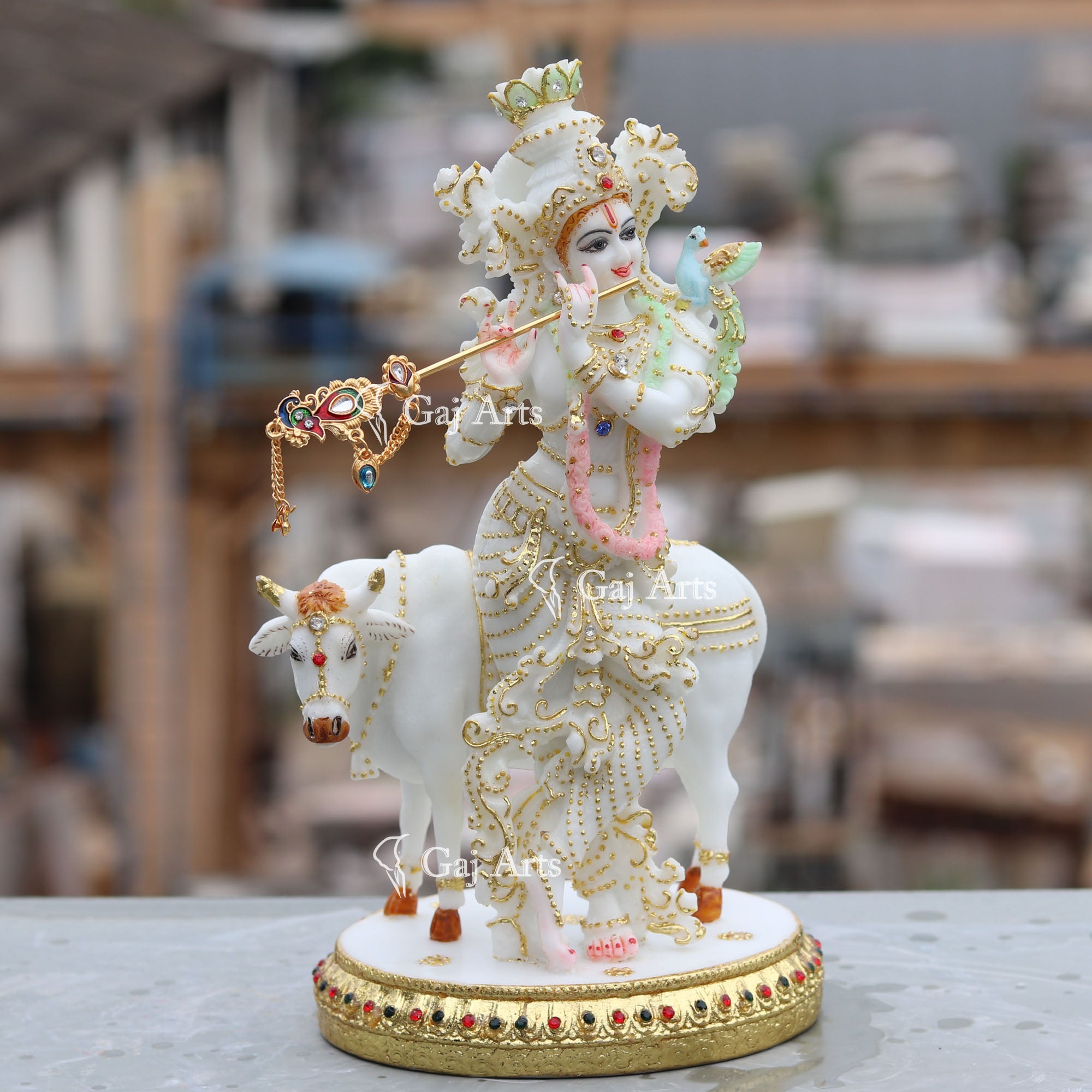 Marble Cowherd Gopal Idol | 10 Inch