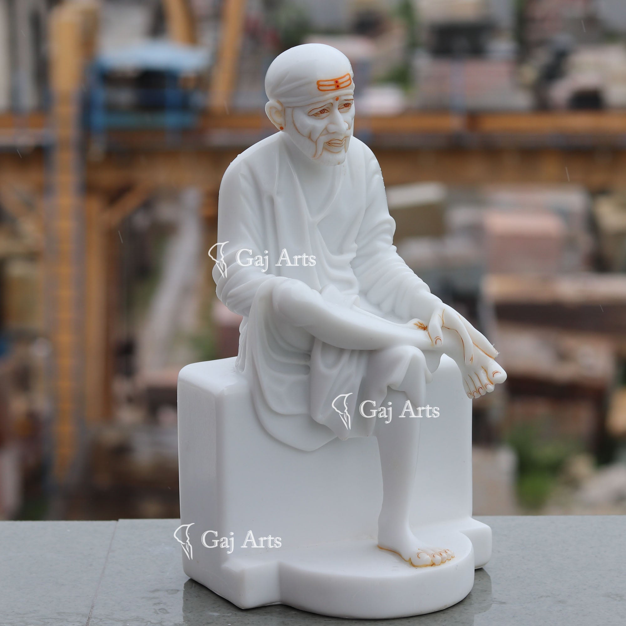 Natural Marble Sai Baba Idol | 12 Inch