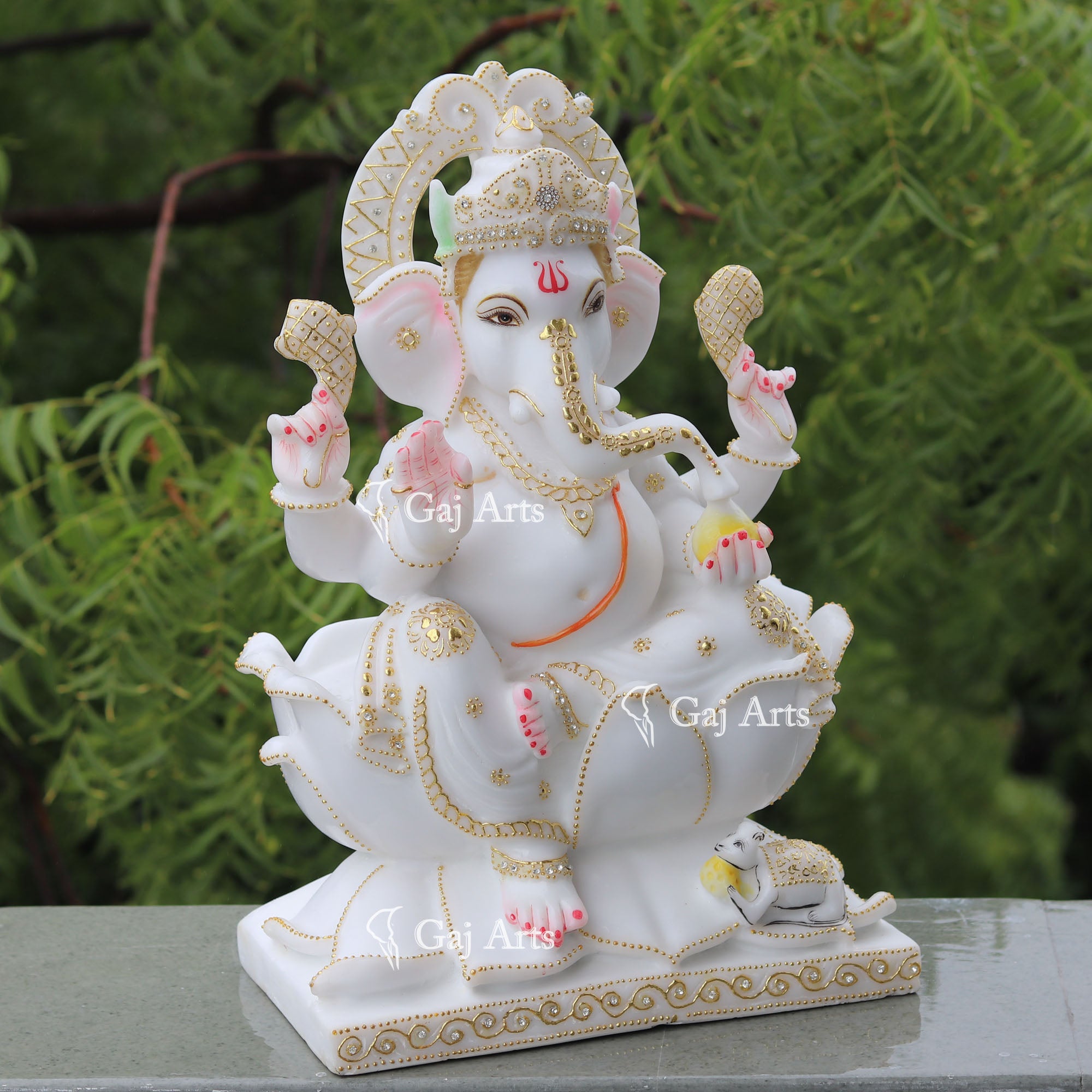 White Marble Ethiopia Ganesh Idol | 18 Inch